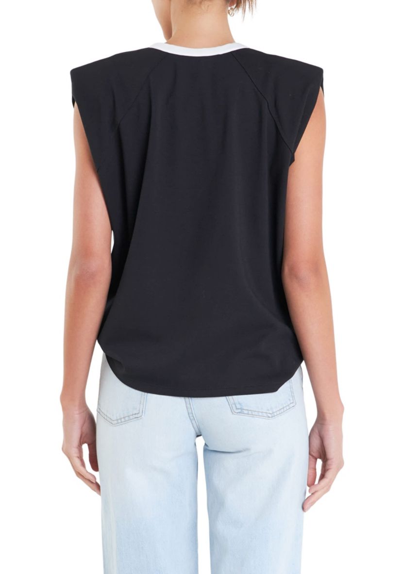Contrast Neckline Sleeveless Top