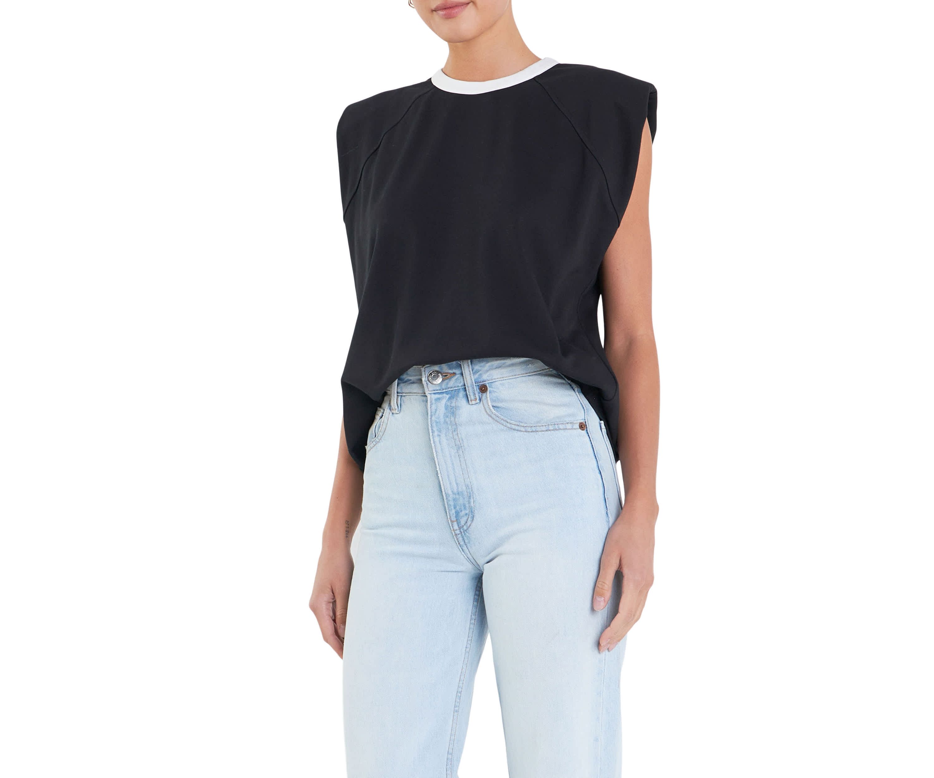 Contrast Neckline Sleeveless Top