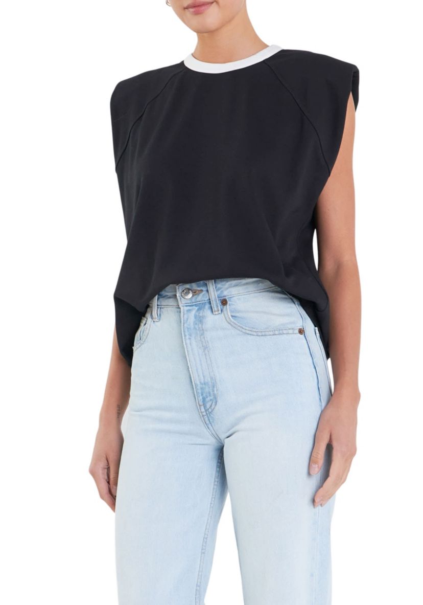 Contrast Neckline Sleeveless Top