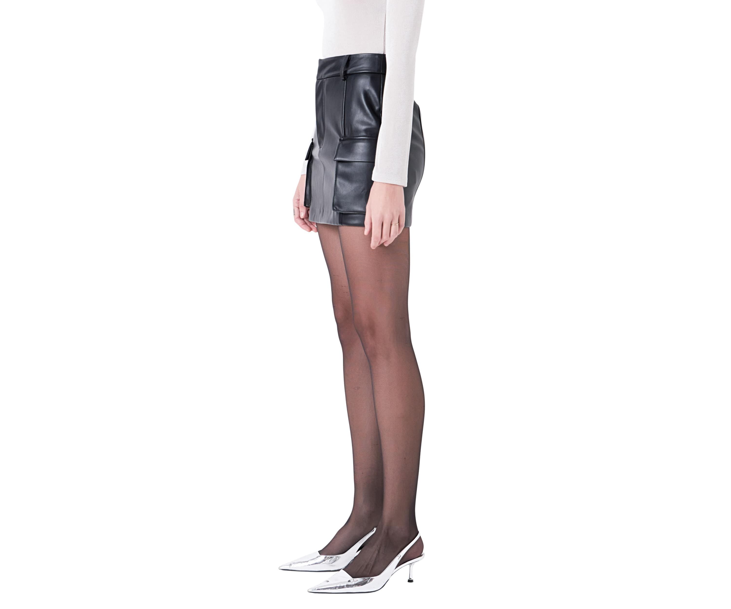 PU Leather Cargo Skirt