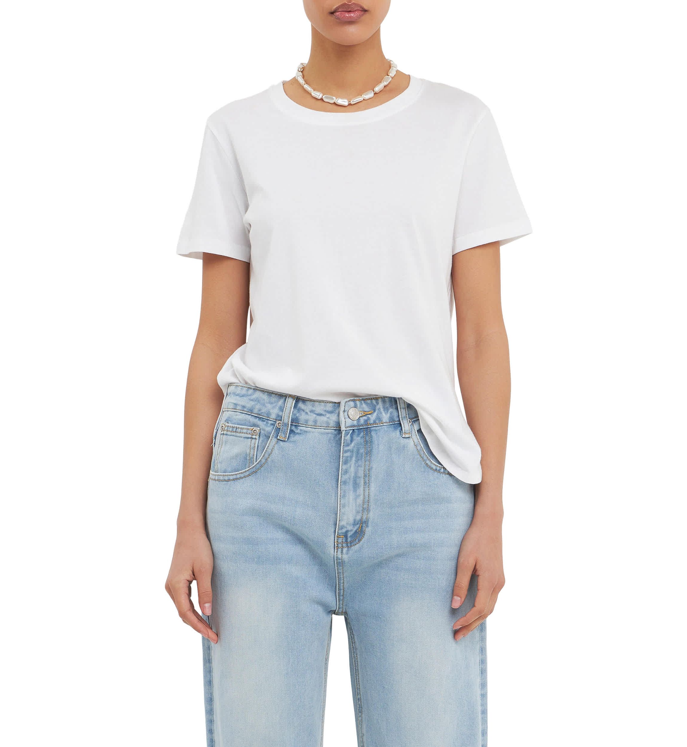 Classic Round Neck T-shirt With Round Hem