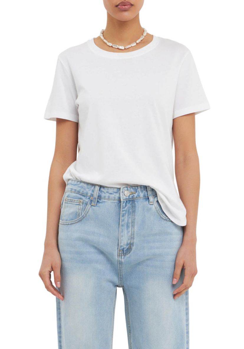 Classic Round Neck T-shirt With Round Hem