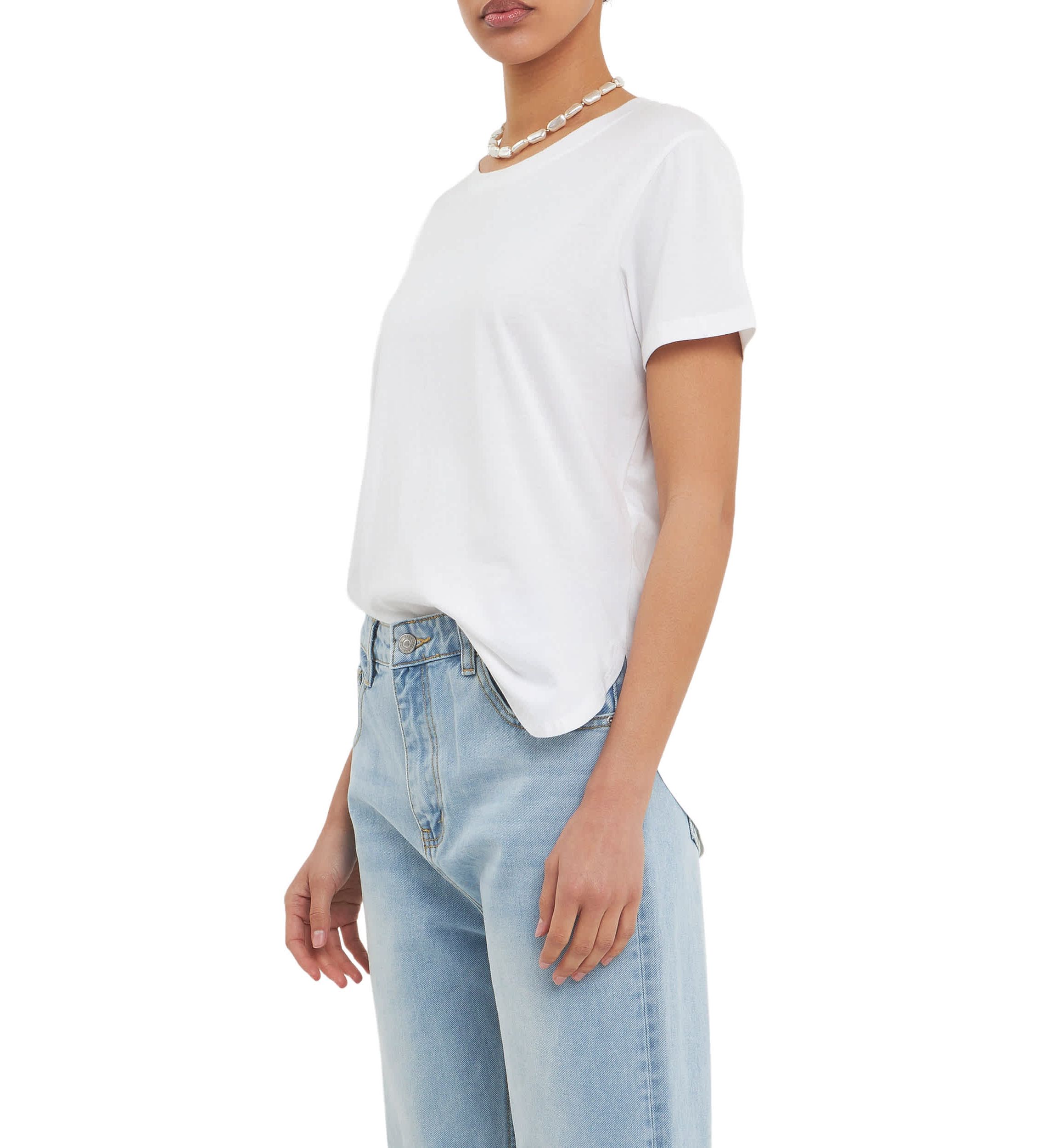 Classic Round Neck T-shirt With Round Hem