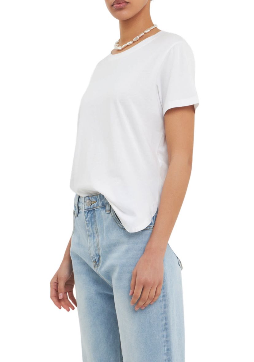 Classic Round Neck T-shirt With Round Hem