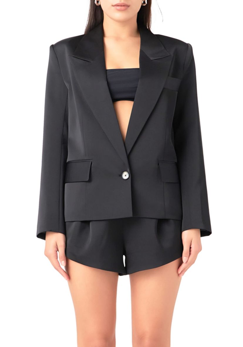 One Button Satin Blazer