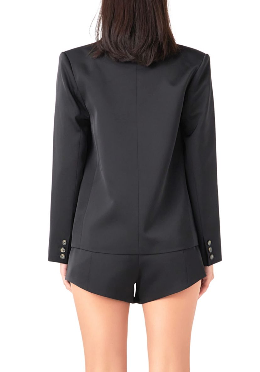One Button Satin Blazer