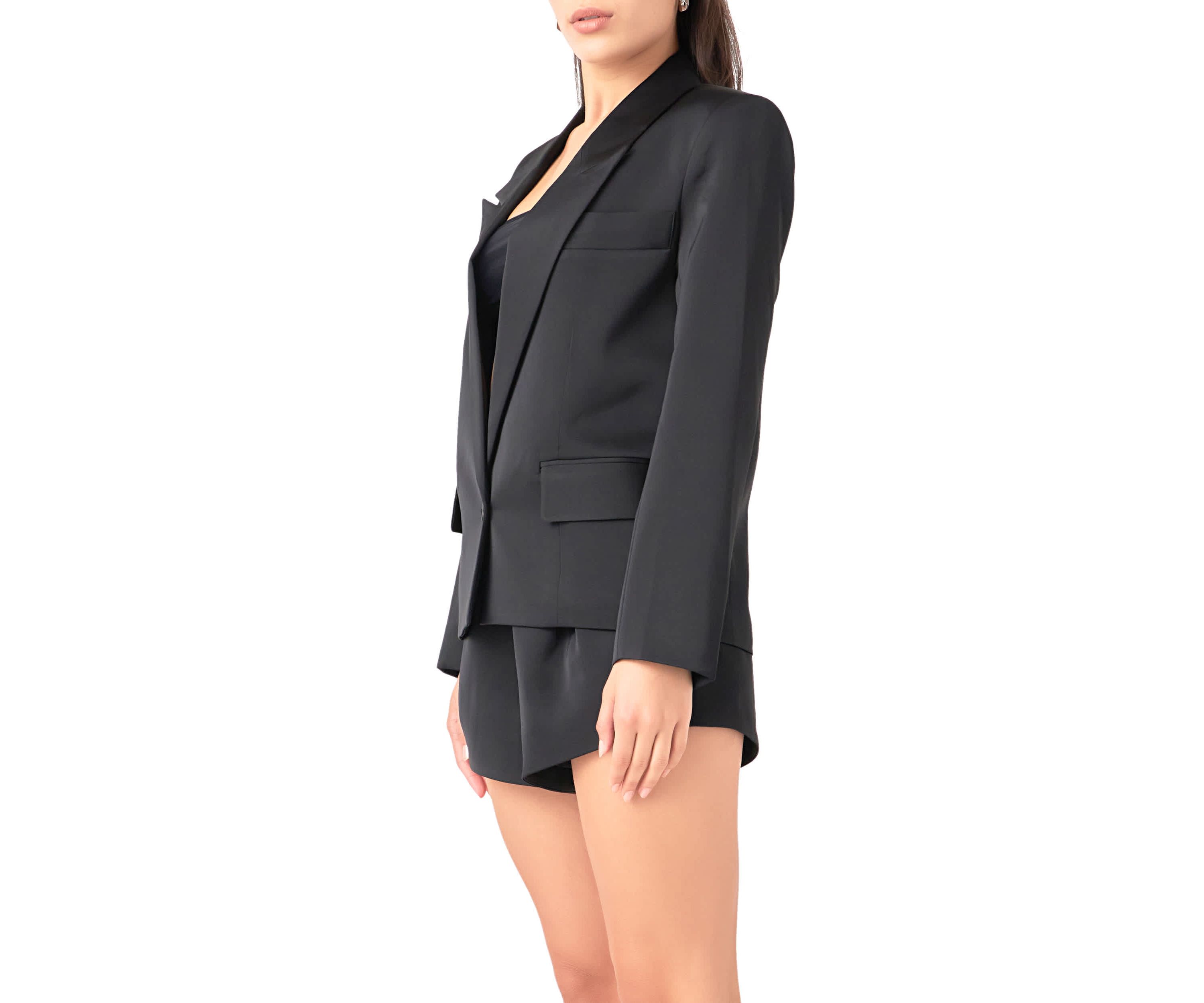 One Button Satin Blazer