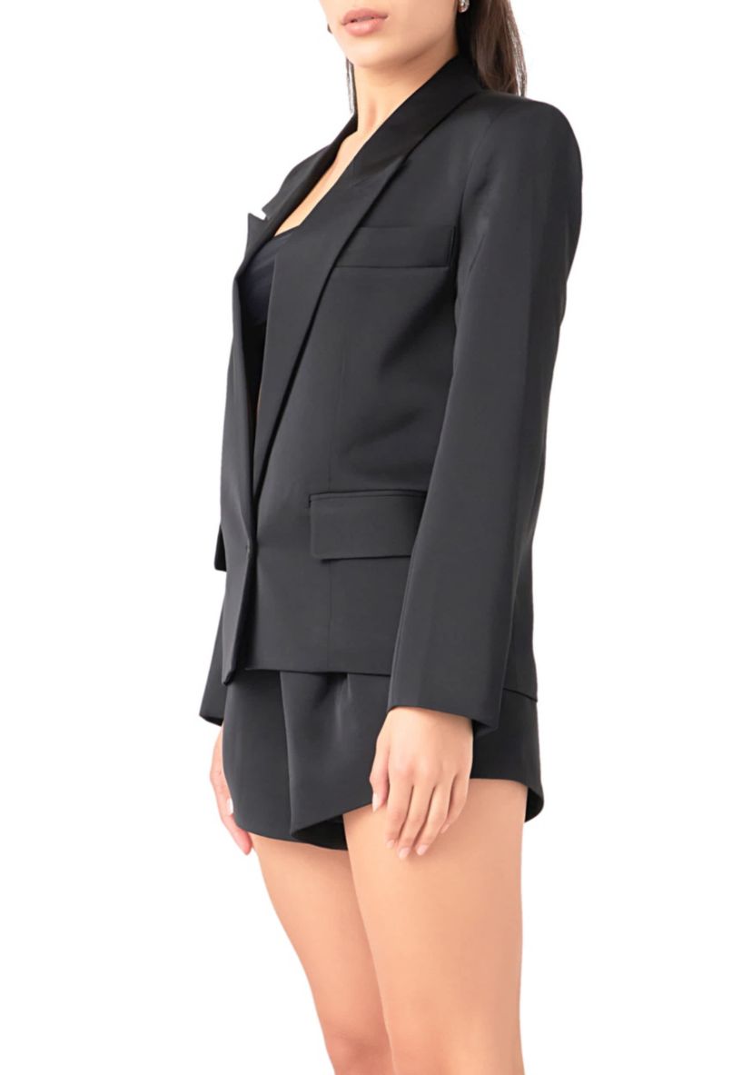 One Button Satin Blazer