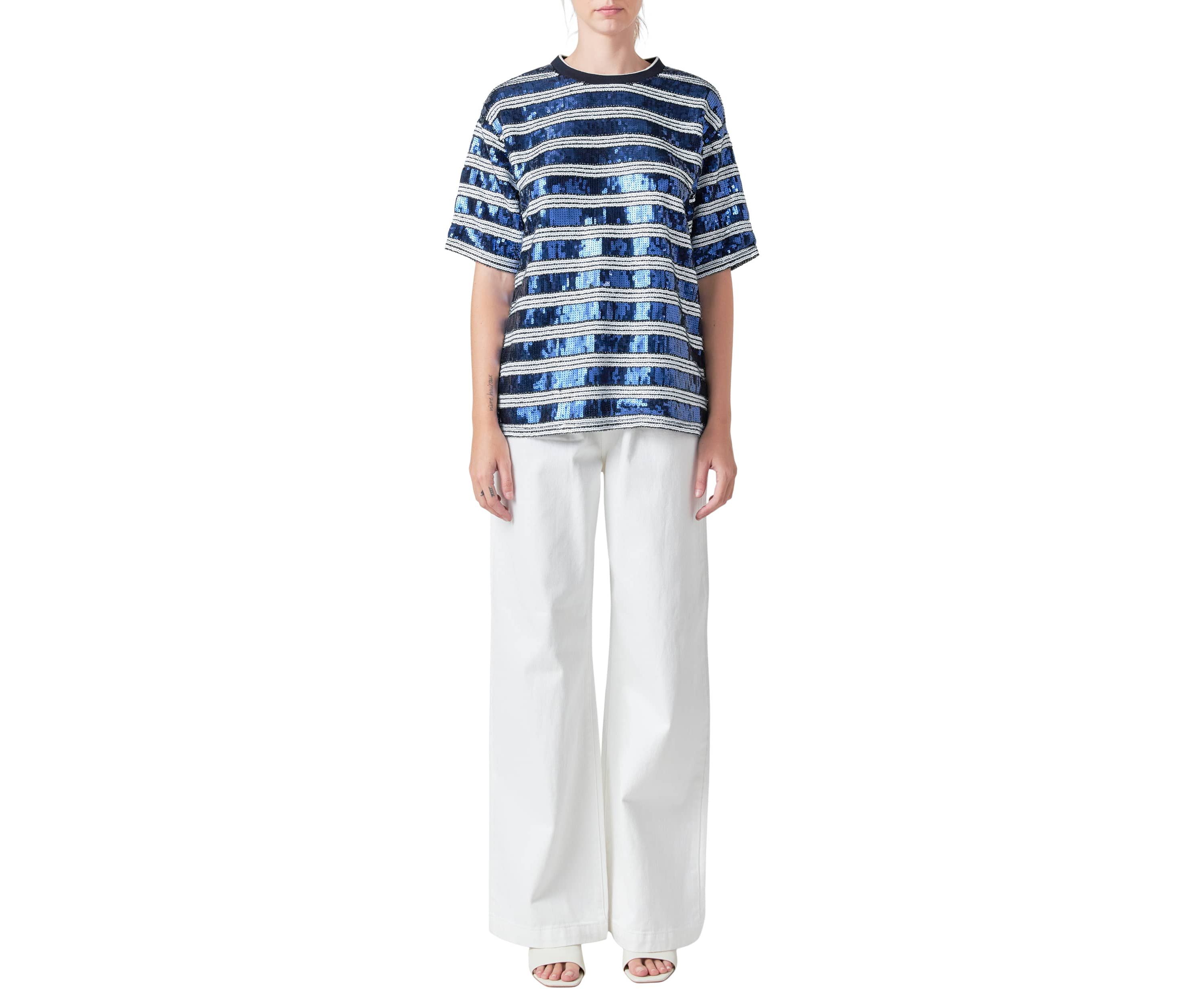 Sequin Stripe Top