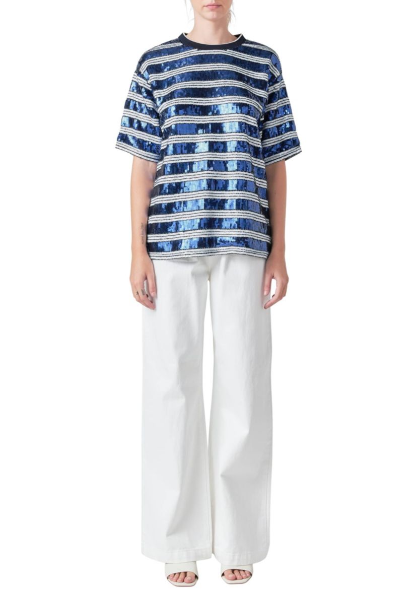 Sequin Stripe Top