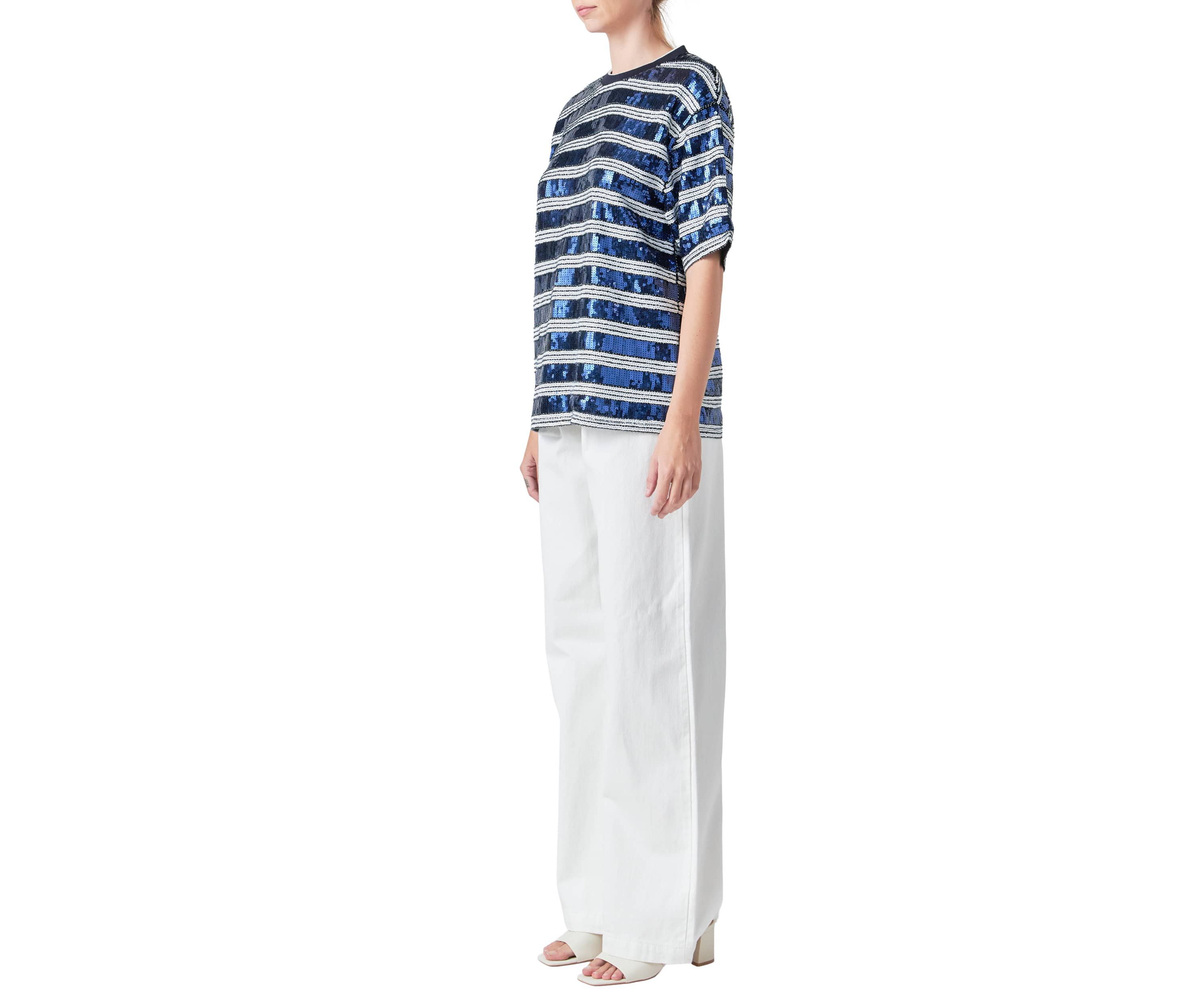 Sequin Stripe Top
