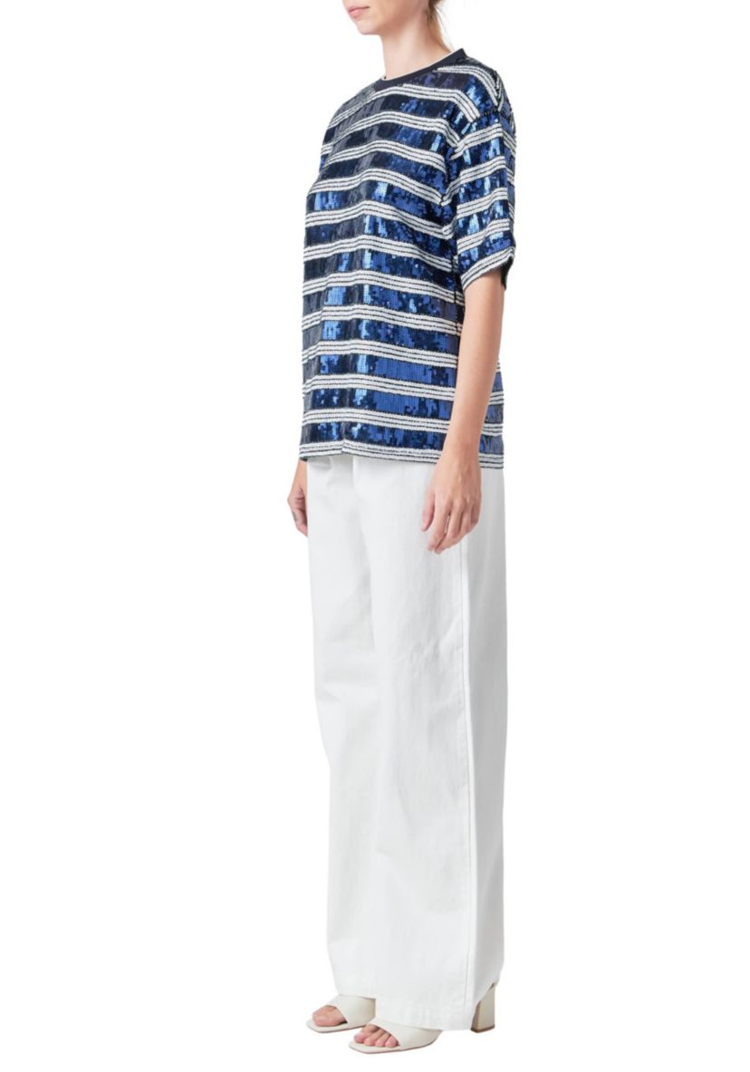 Sequin Stripe Top