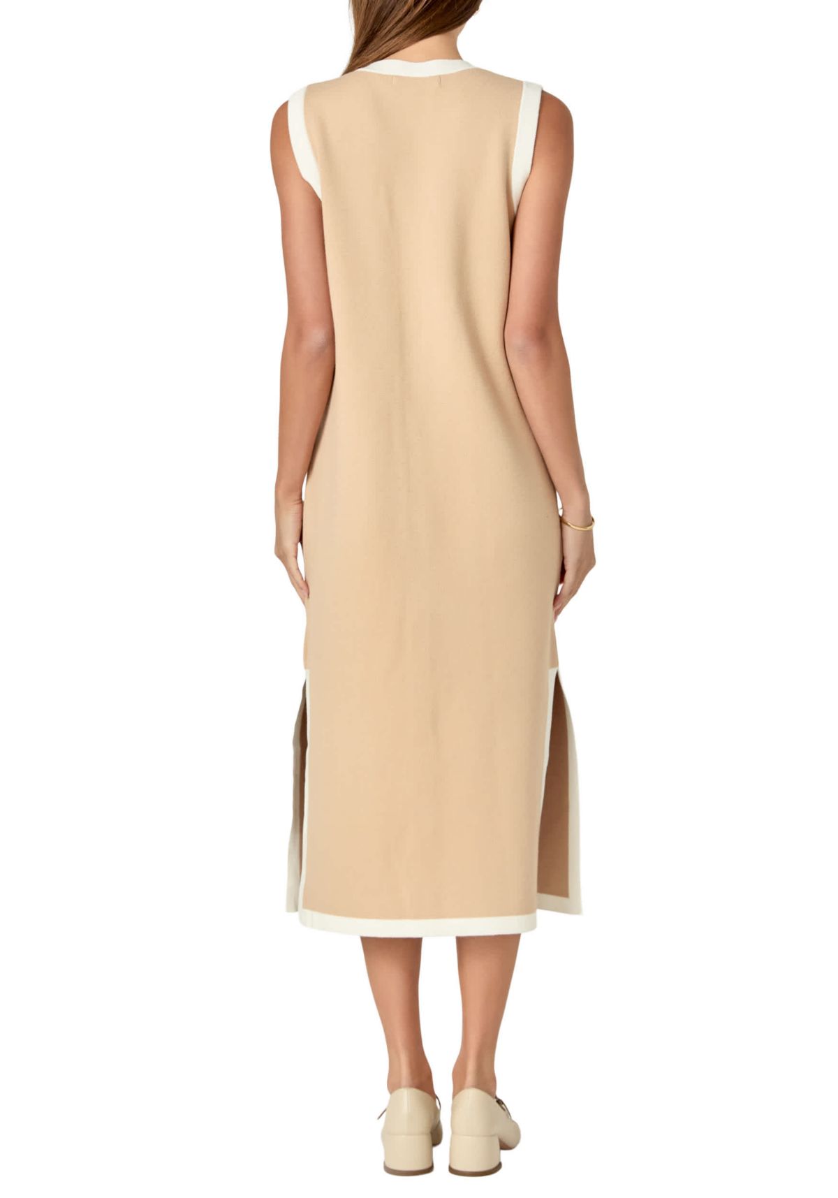 Knit Midi Dress With Ribbon Tie