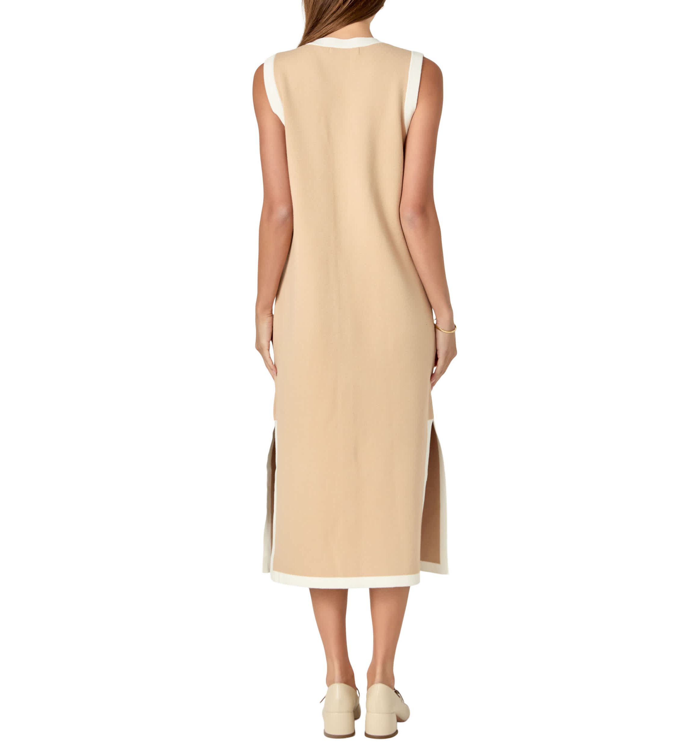 Knit Midi Dress With Ribbon Tie