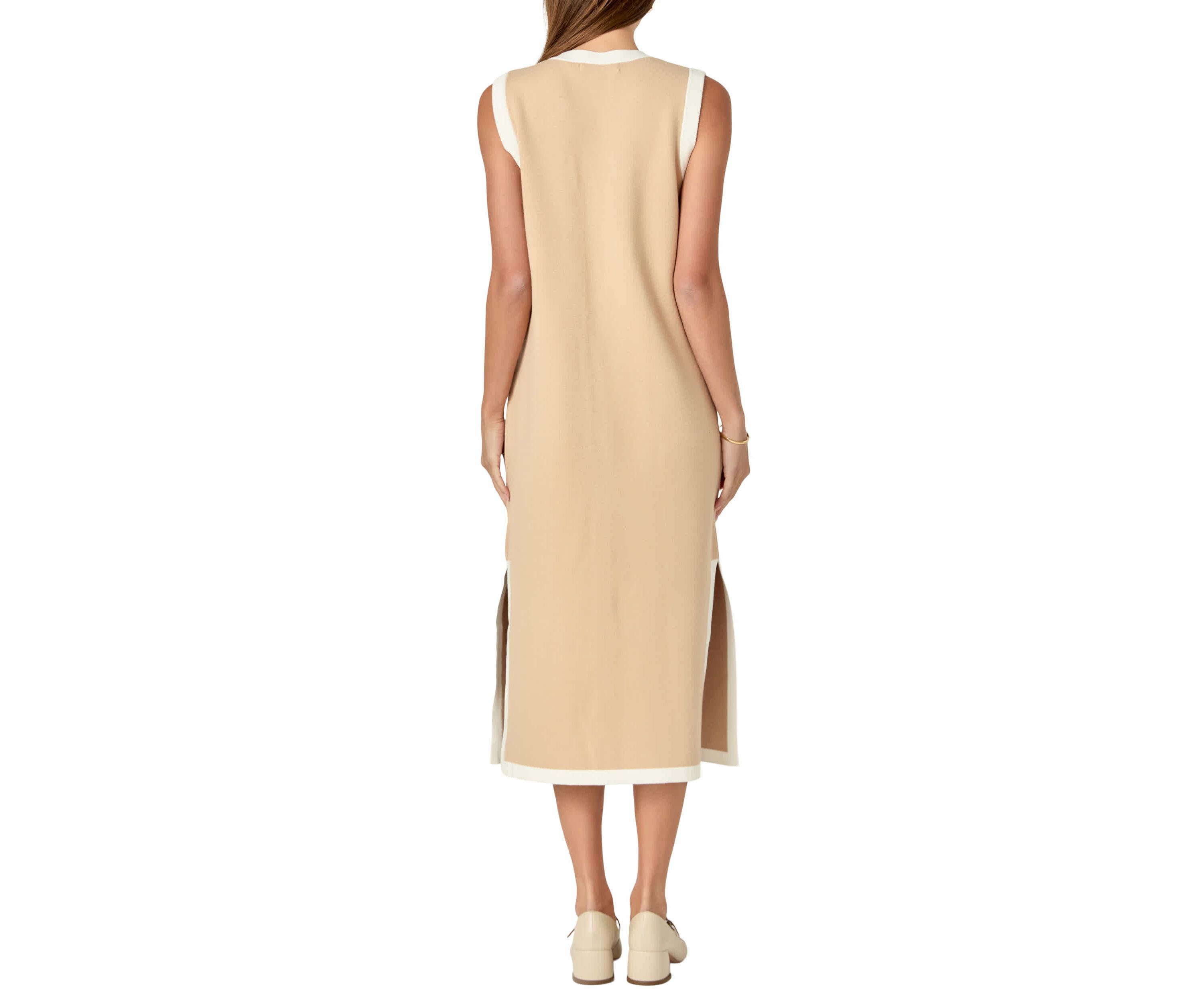 Knit Midi Dress With Ribbon Tie