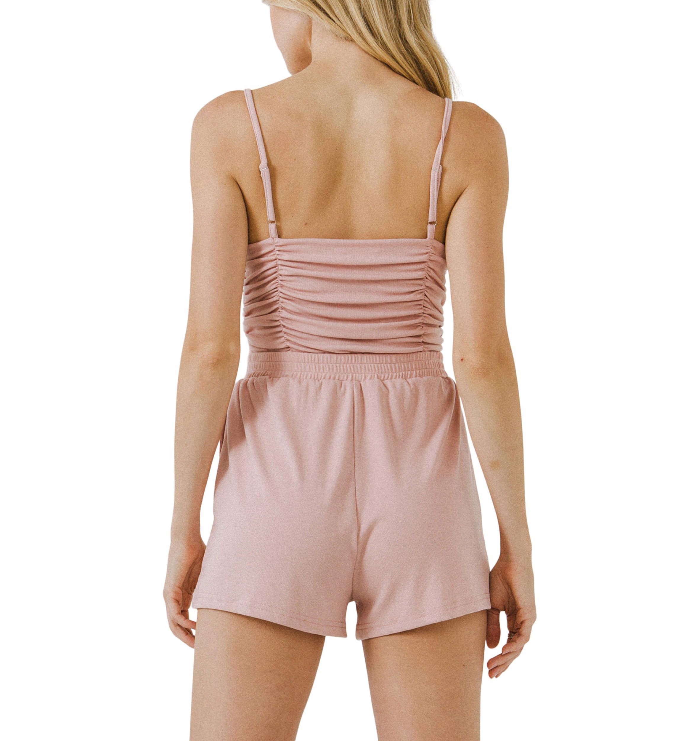 Shirred Detail Knit Romper