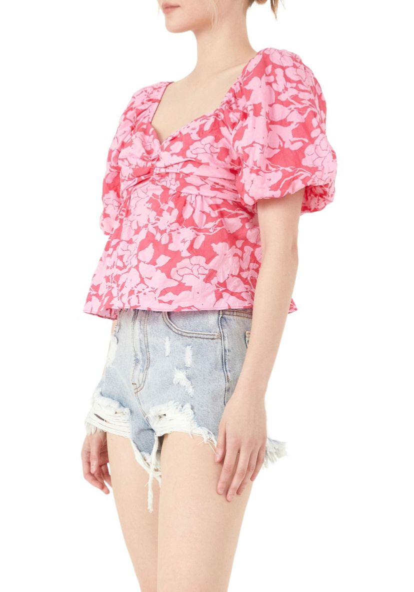 Floral Printed Bow Top