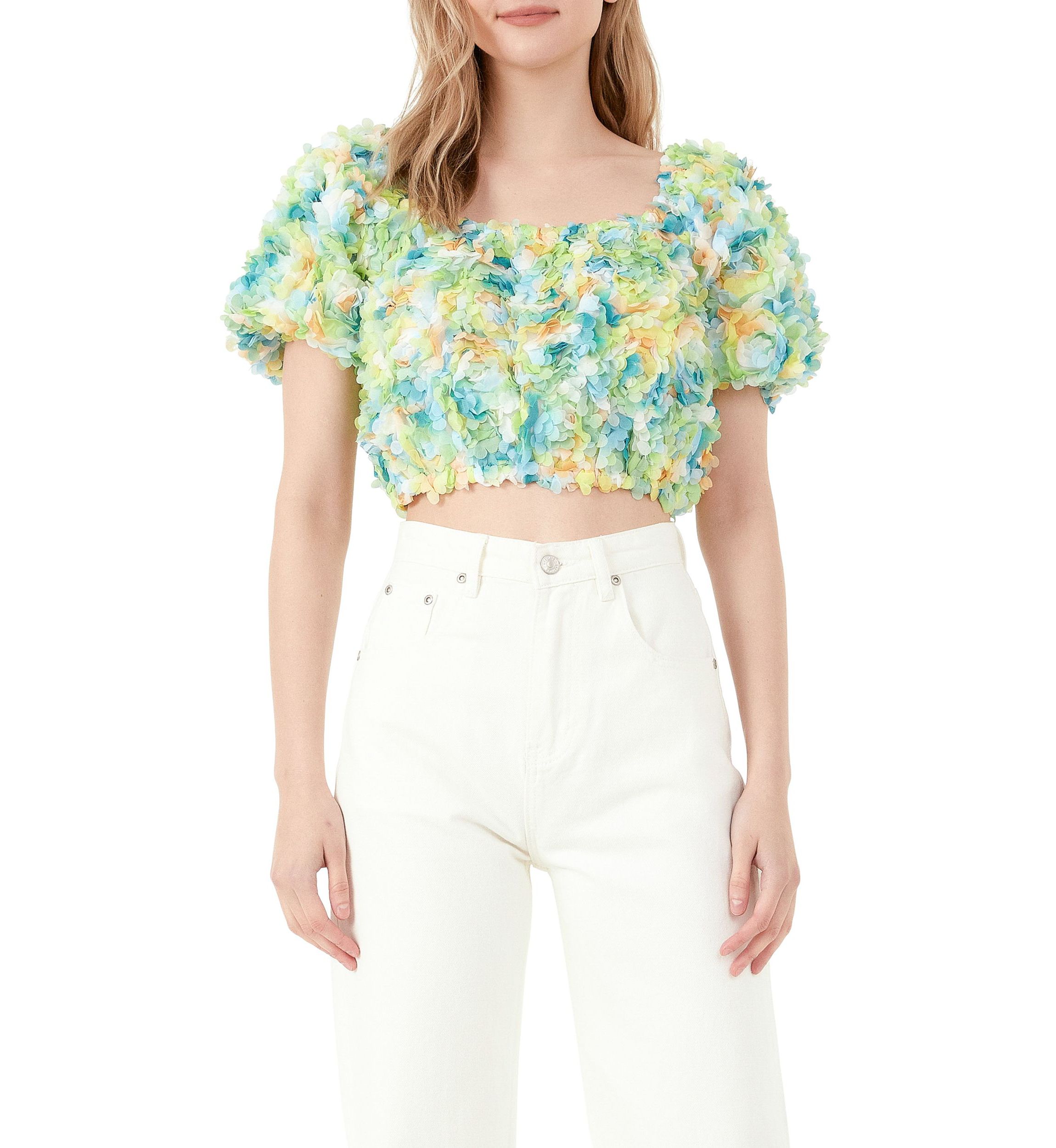 Multi Color embellishment Cropped Top