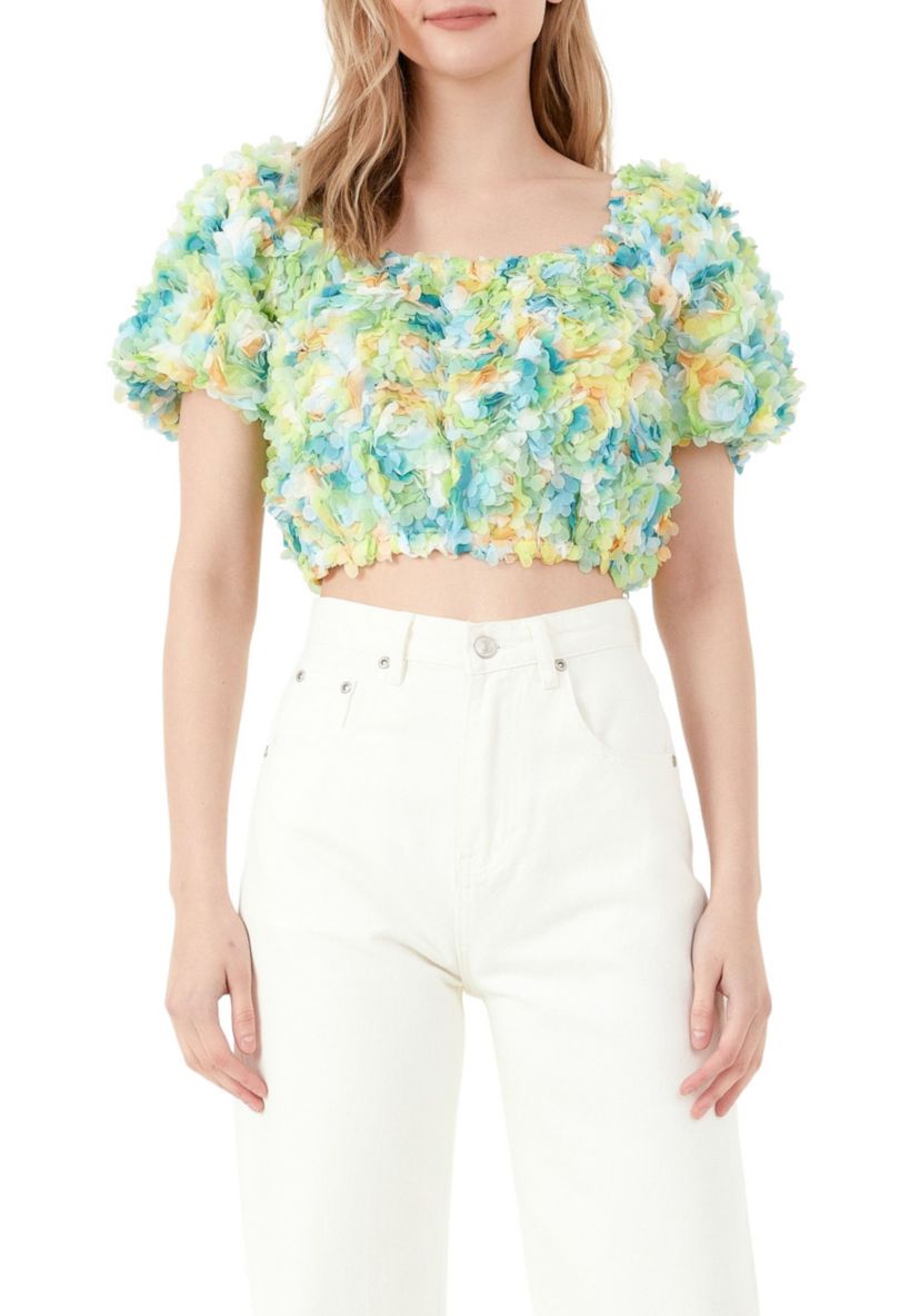 Multi Color embellishment Cropped Top