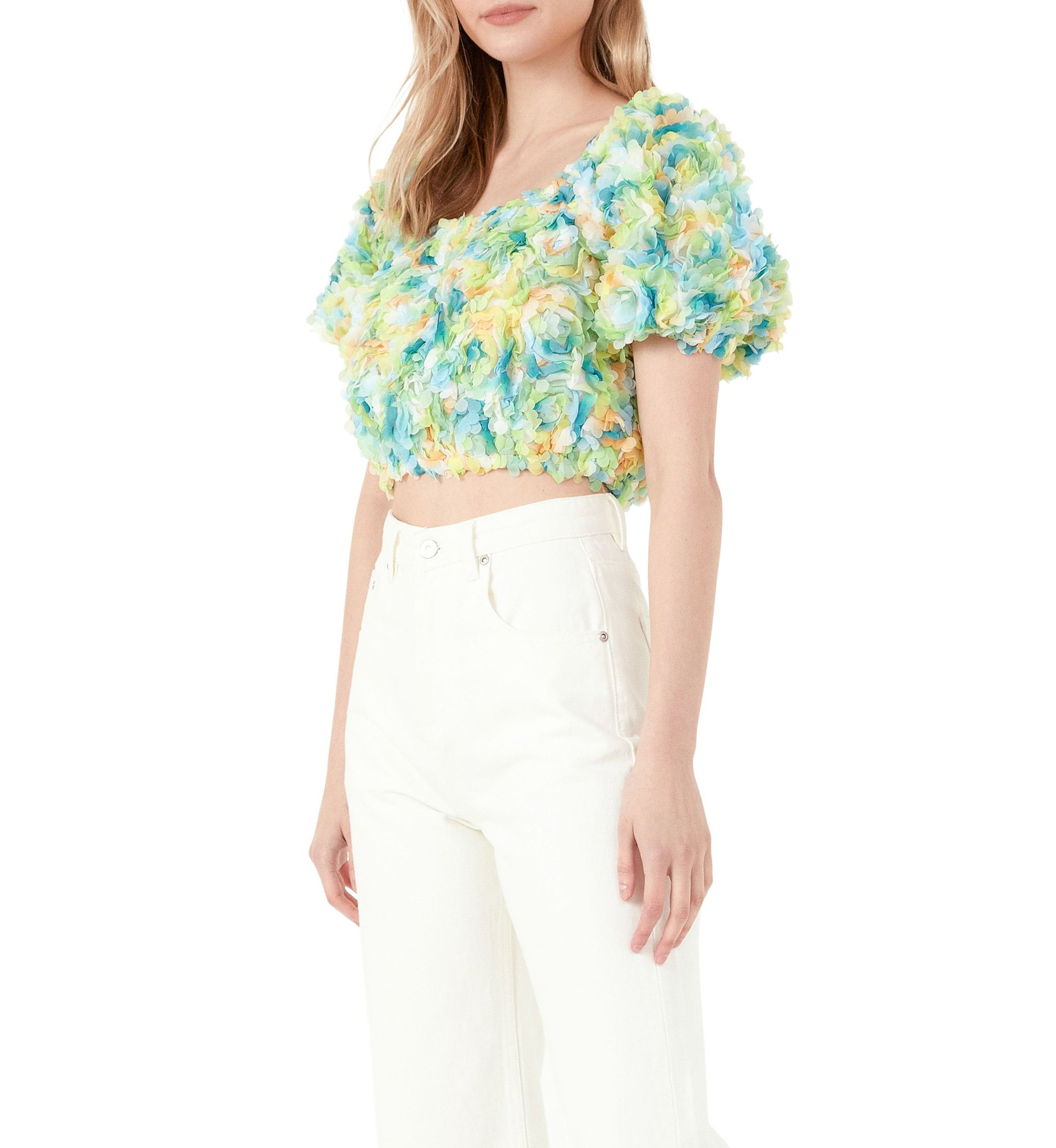 Multi Color embellishment Cropped Top