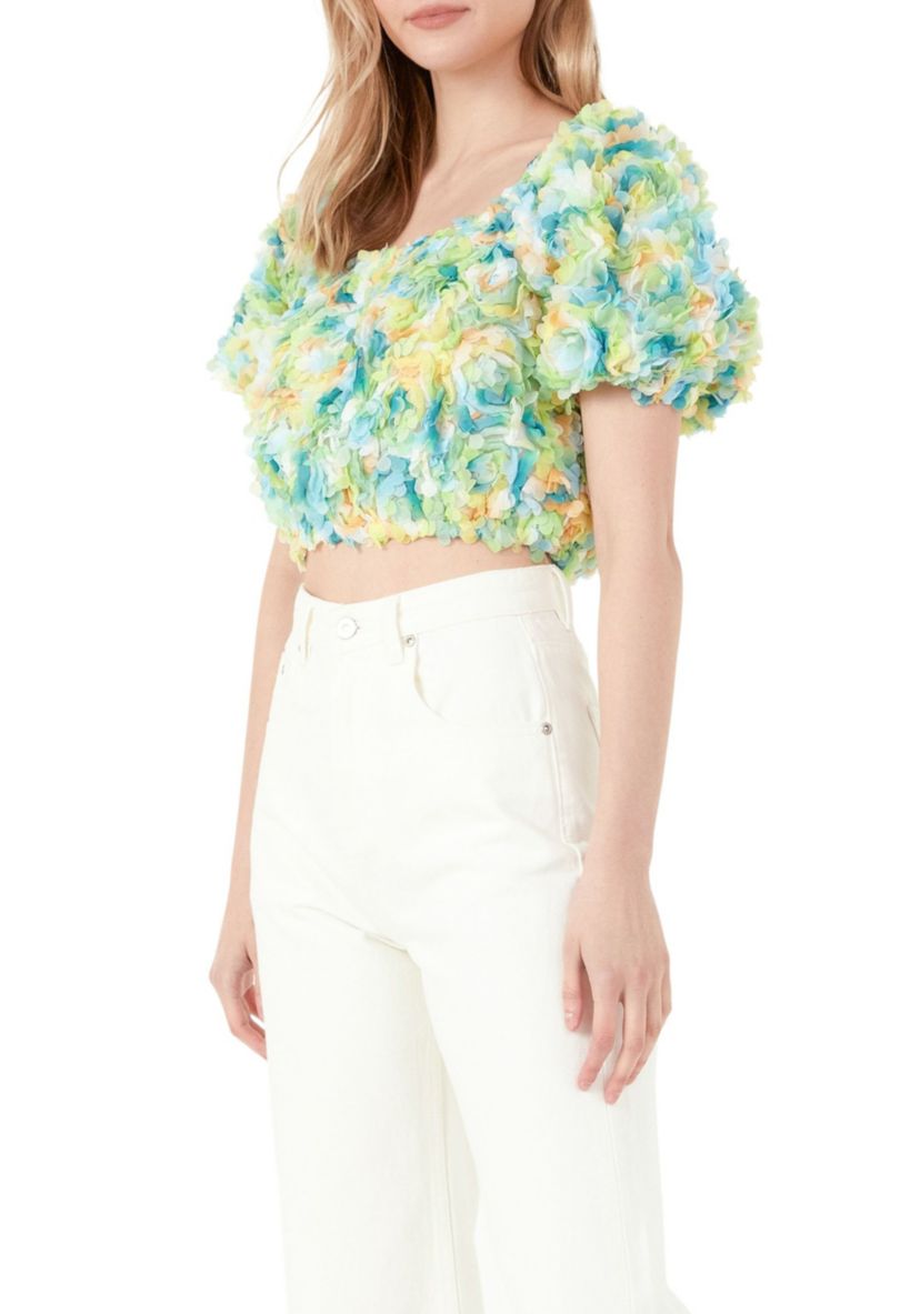 Multi Color embellishment Cropped Top