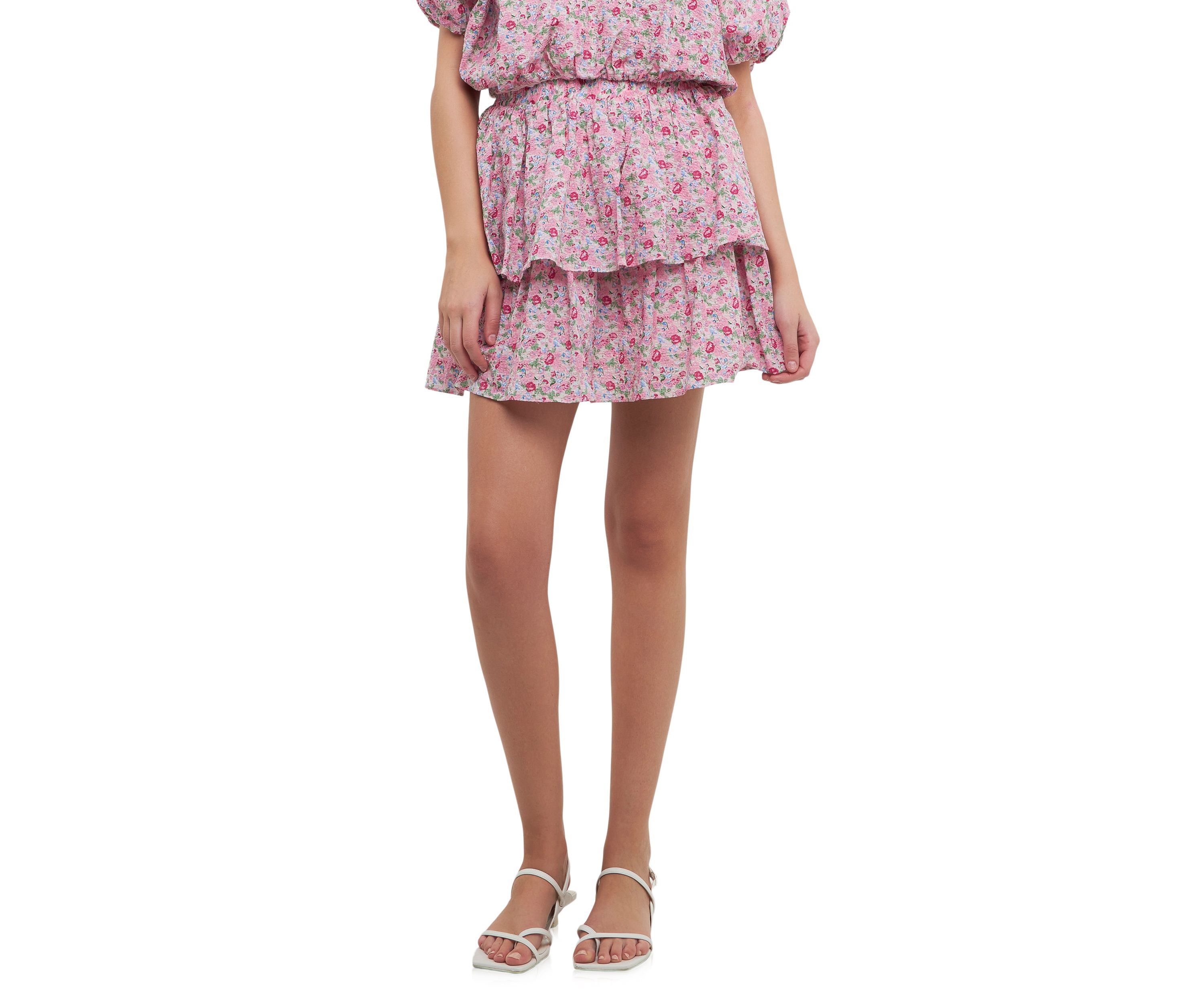 Floral Tiered Mini Skirt