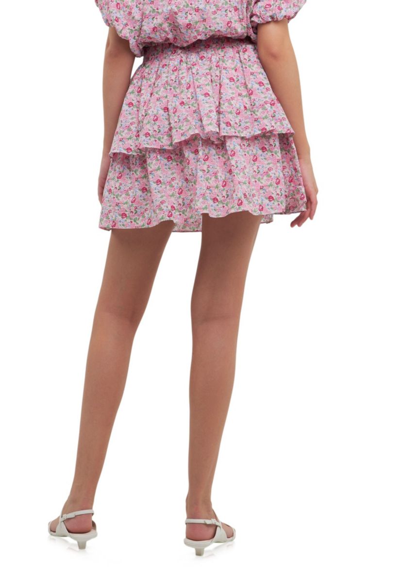 Floral Tiered Mini Skirt