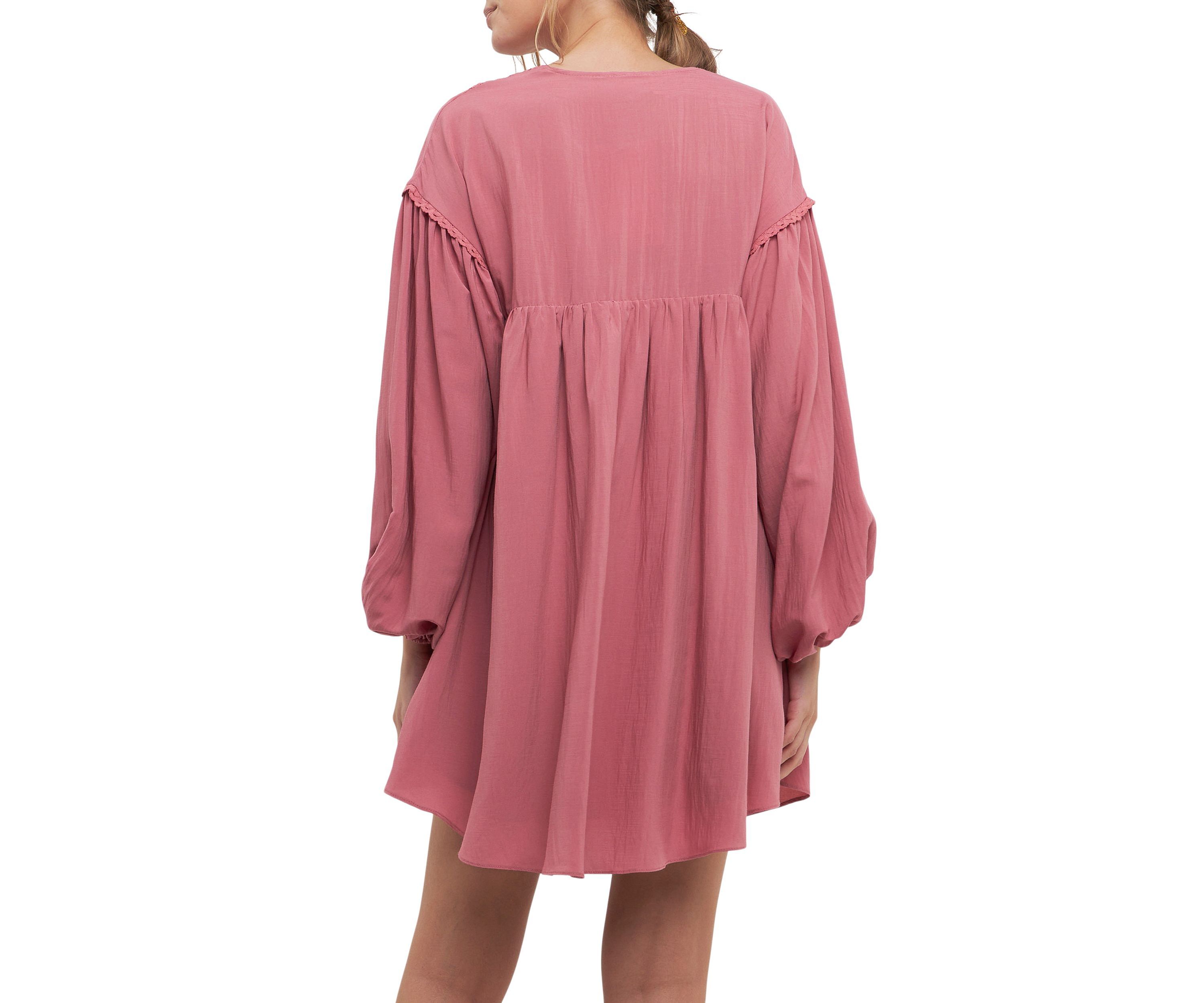Laced Blouson Sleeve Shift Dress
