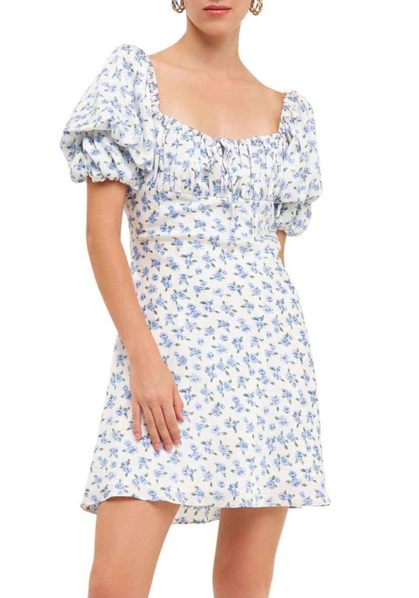 Floral Print Satin Mini Dress