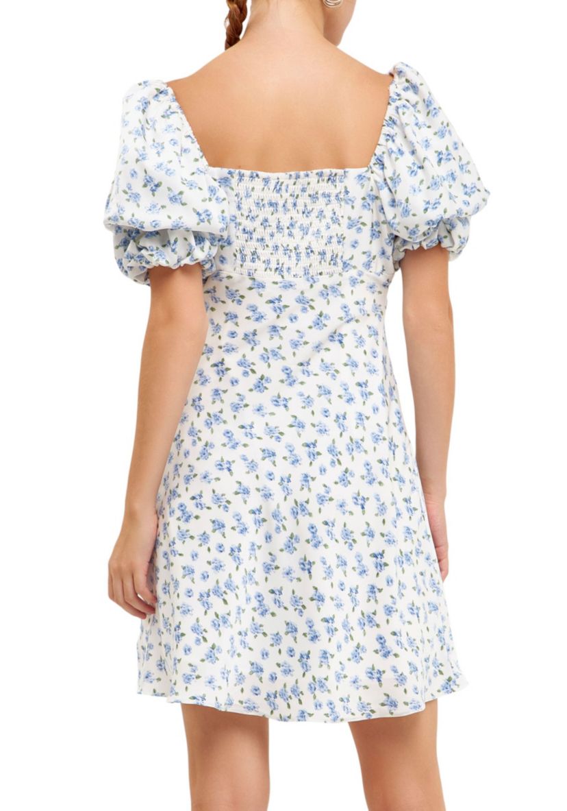 Floral Print Satin Mini Dress