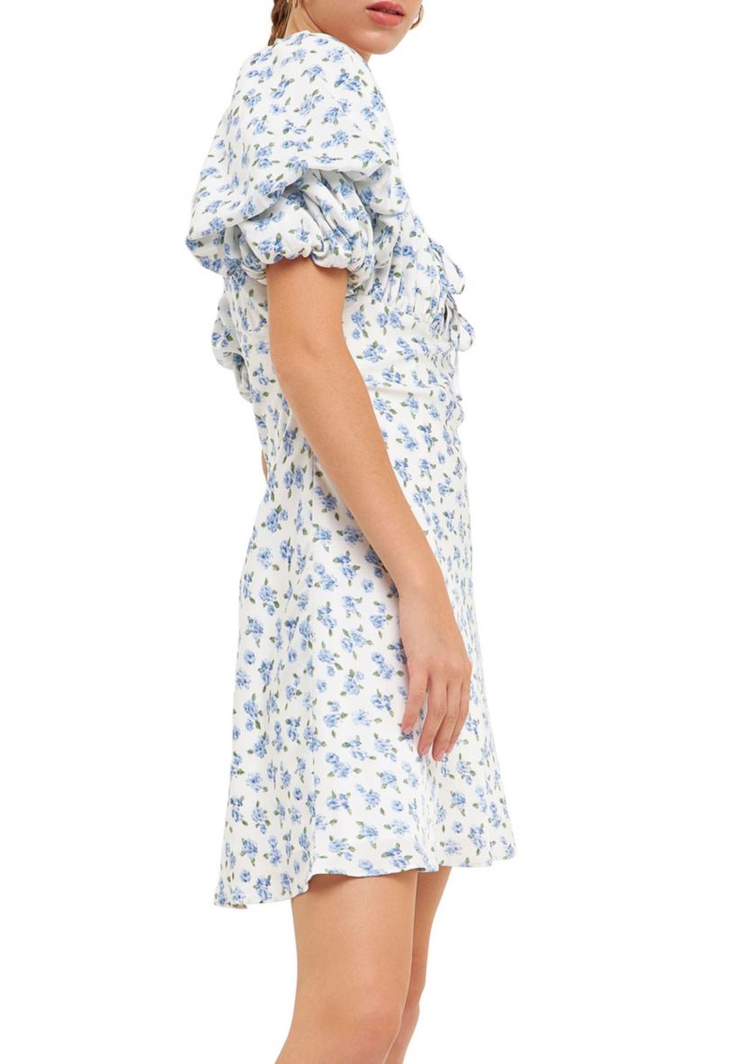 Floral Print Satin Mini Dress