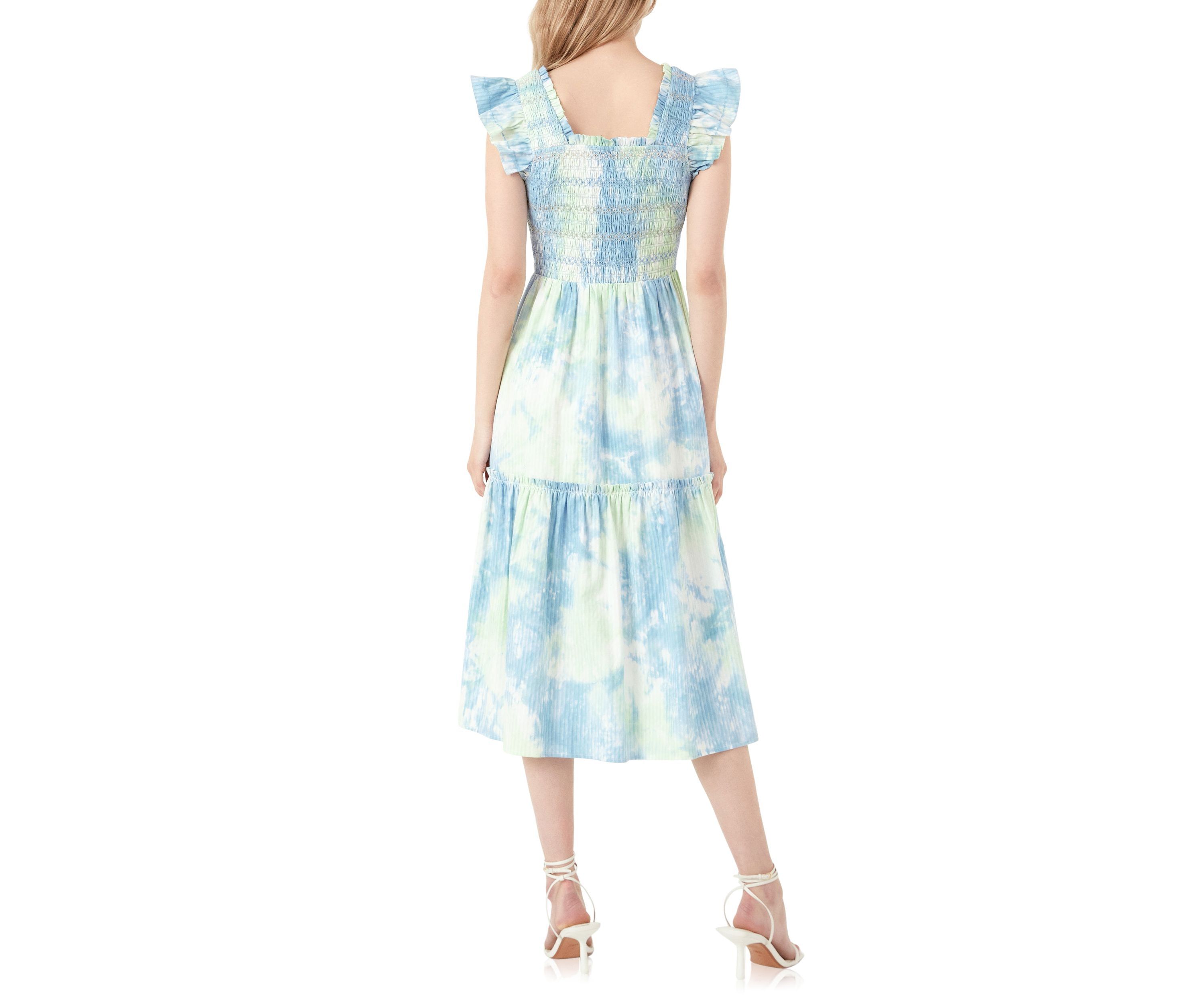 Tie-dye Smocked Detail Midi Dress
