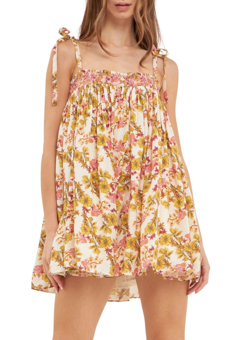 Bow Tie Floral Flouced Romper