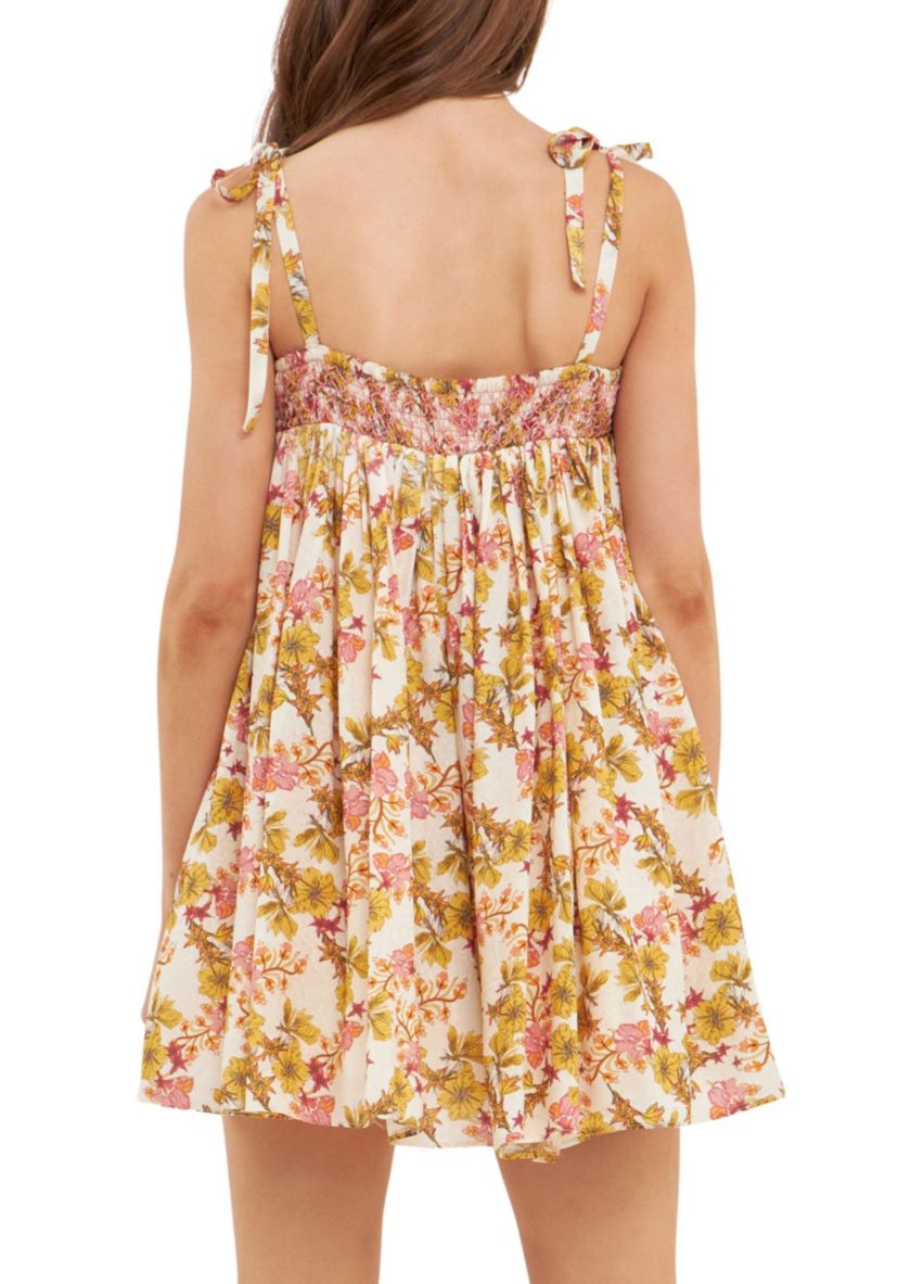 Bow Tie Floral Flouced Romper