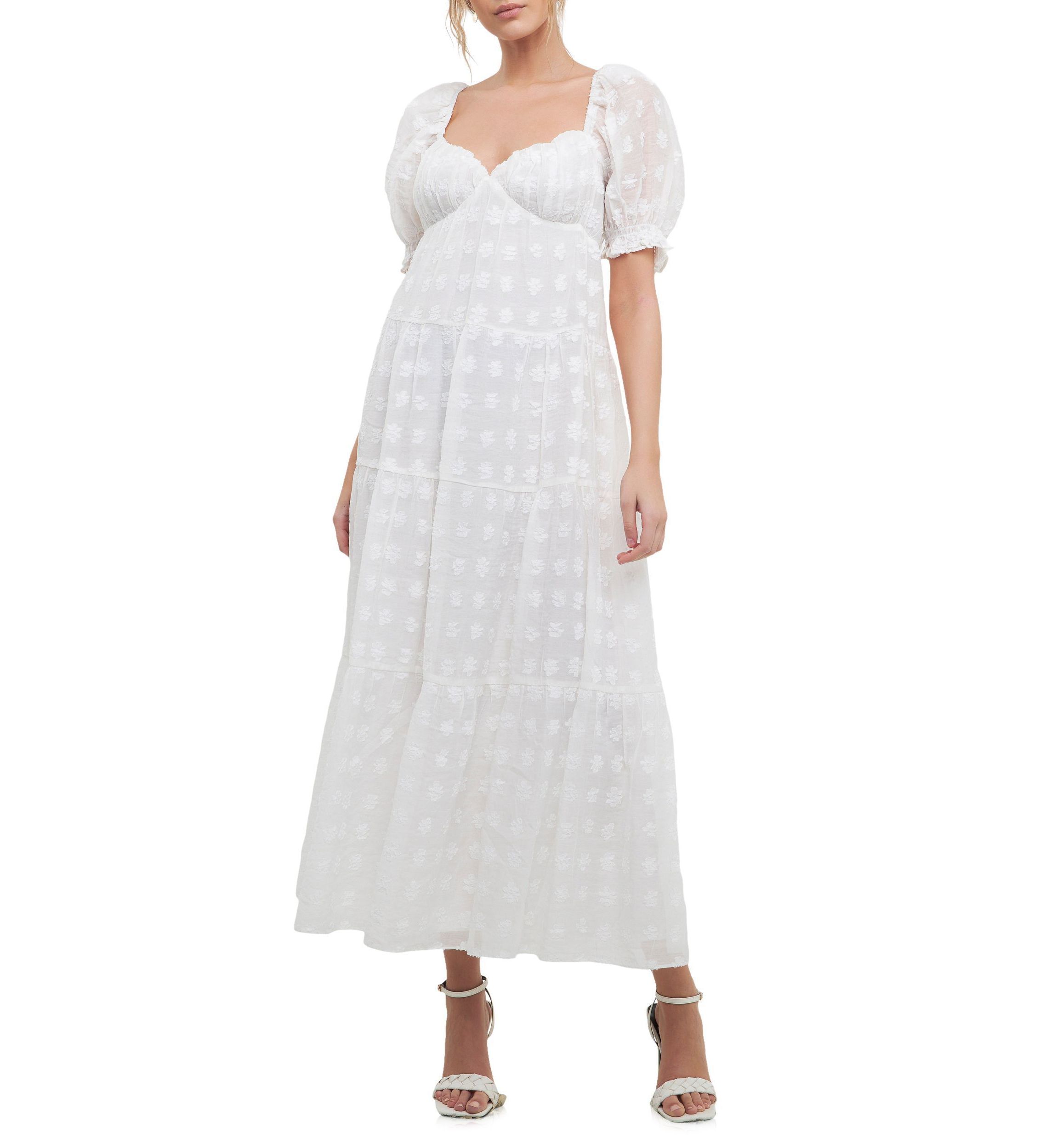 Sweetheart Tiered Short Sleeve Floral Maxi