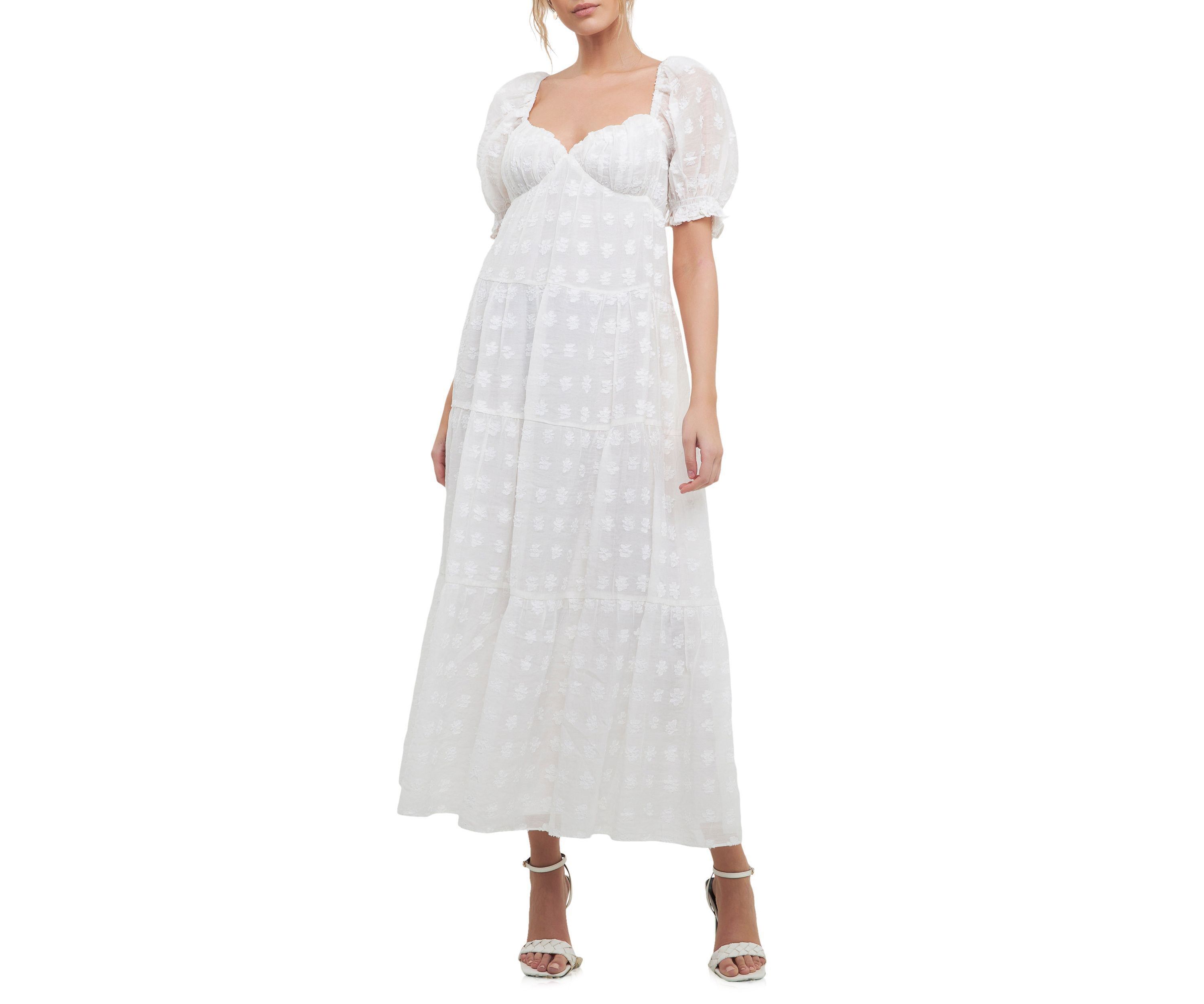 Sweetheart Tiered Short Sleeve Floral Maxi