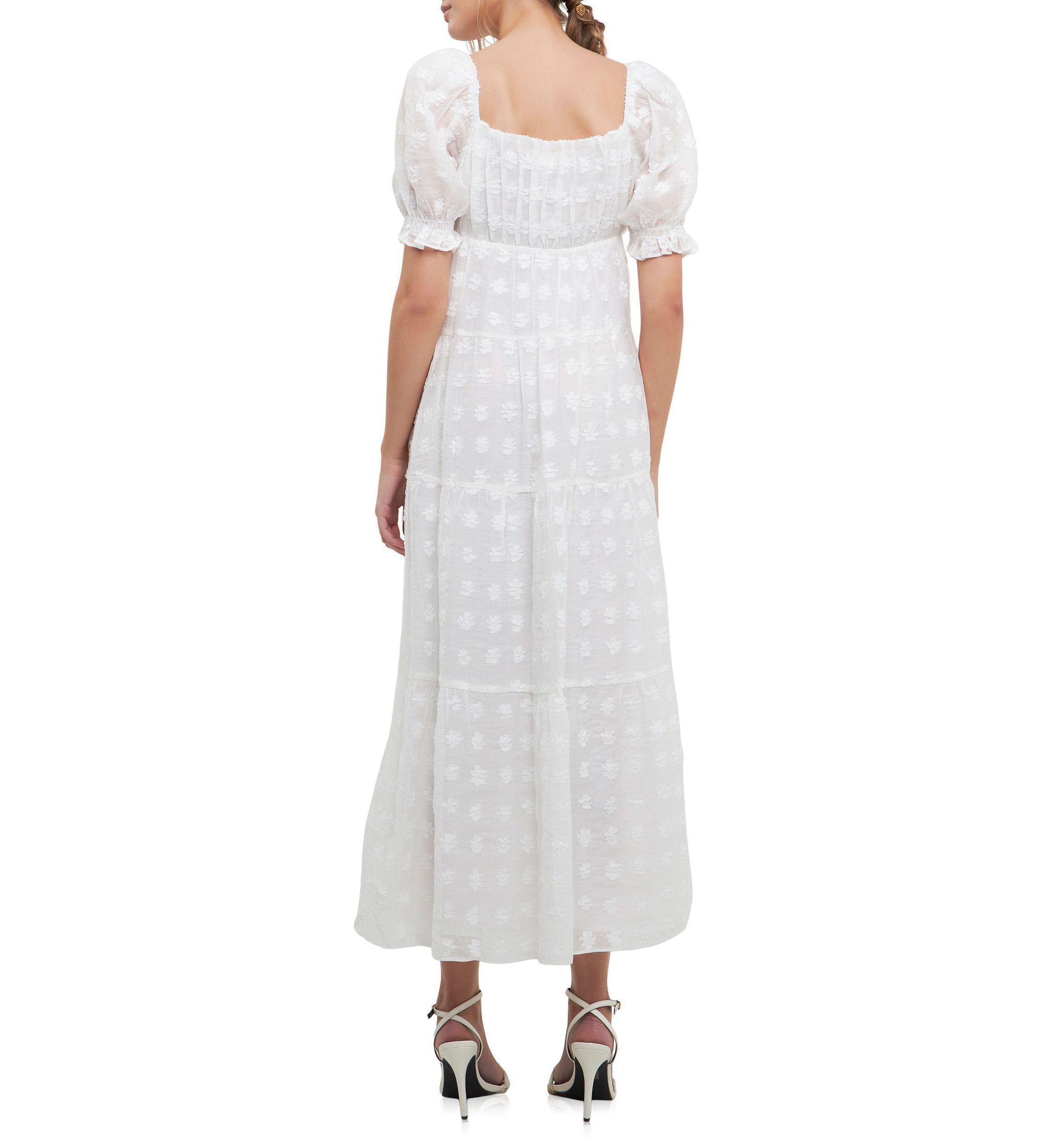 Sweetheart Tiered Short Sleeve Floral Maxi
