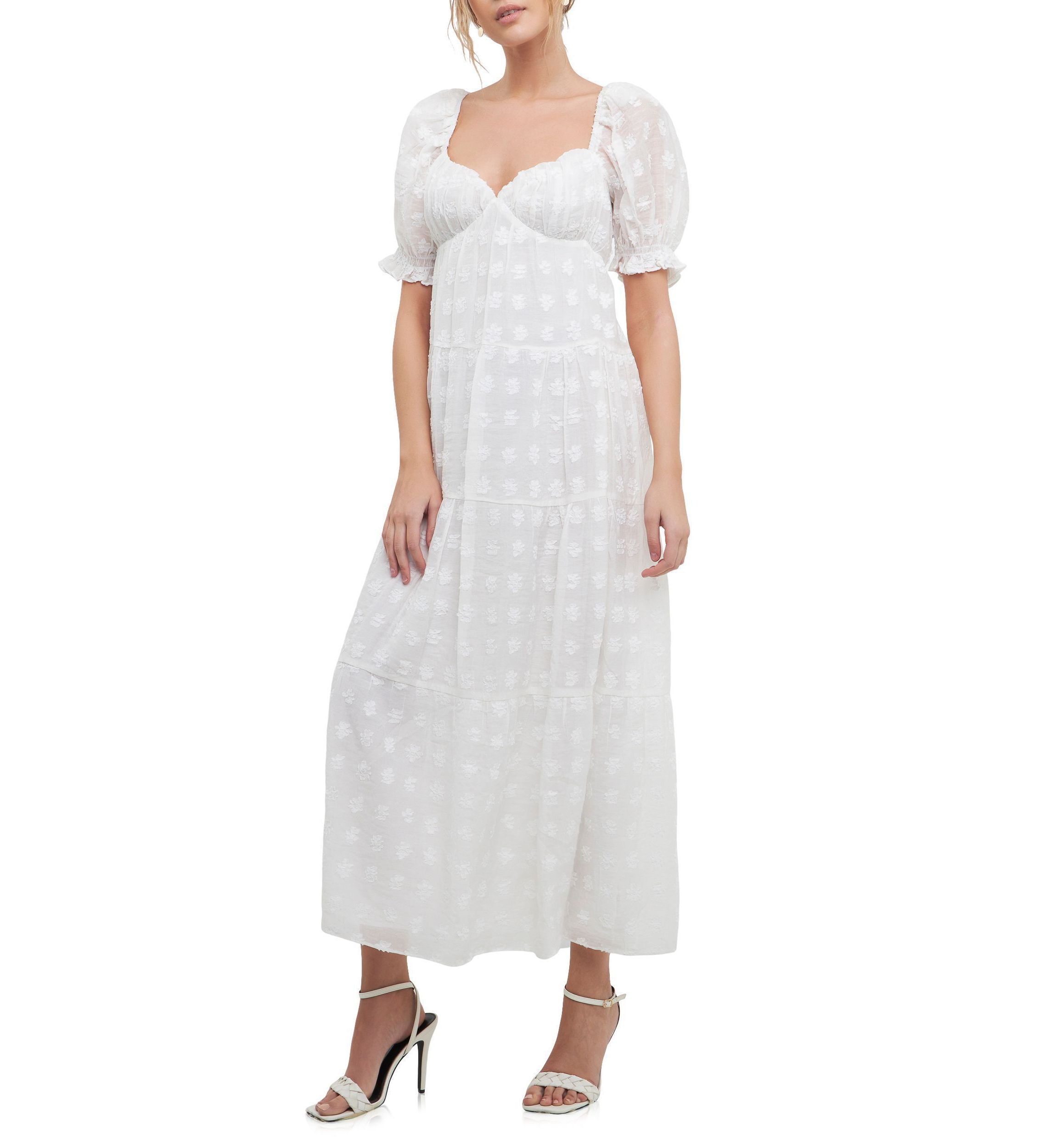 Sweetheart Tiered Short Sleeve Floral Maxi