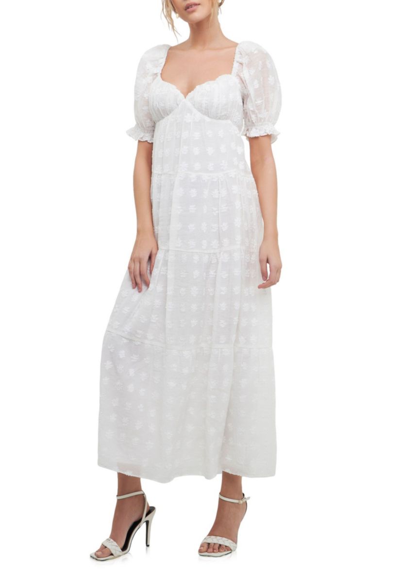 Sweetheart Tiered Short Sleeve Floral Maxi
