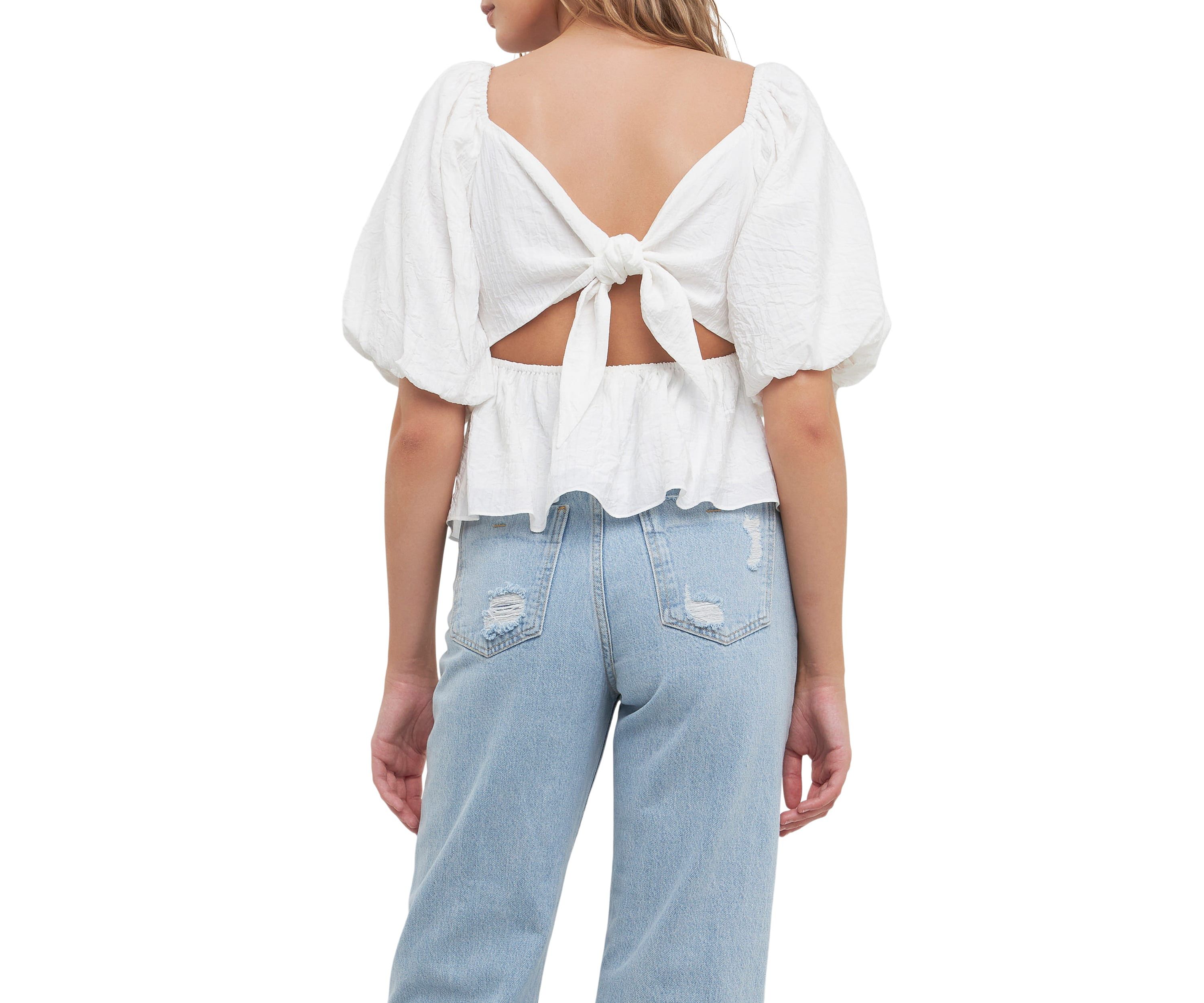 Free The Roses Textured Back Tied Top | Belk