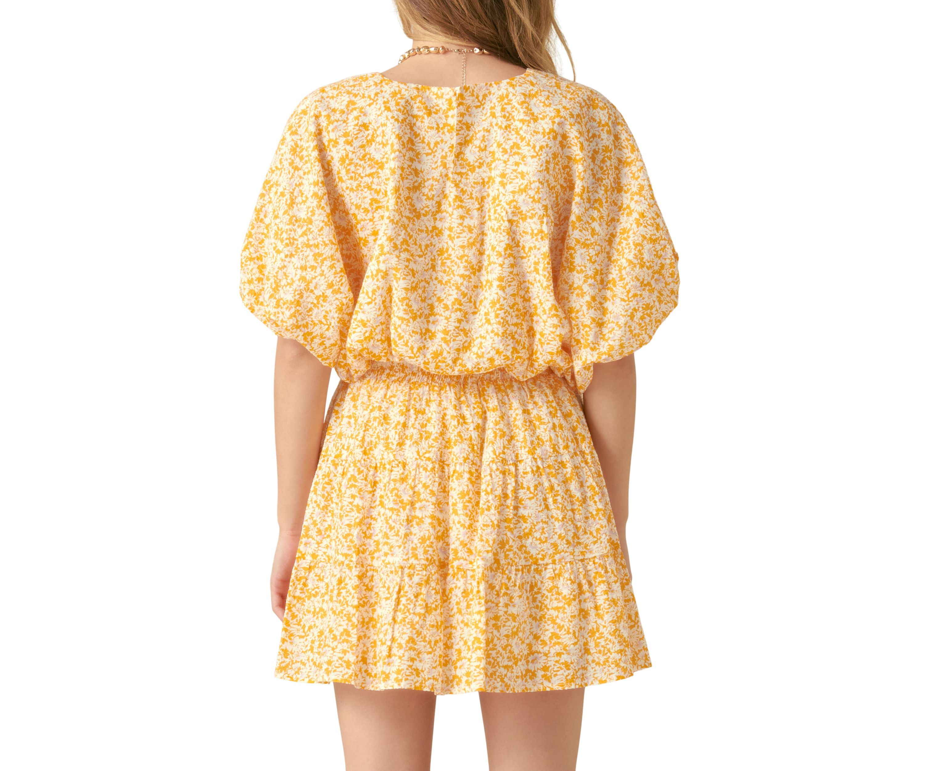 Crinkled Floral Linen Blouson Top
