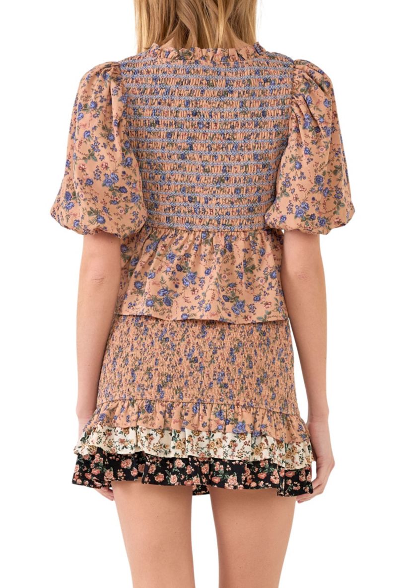 Floral Smocked Detail Top
