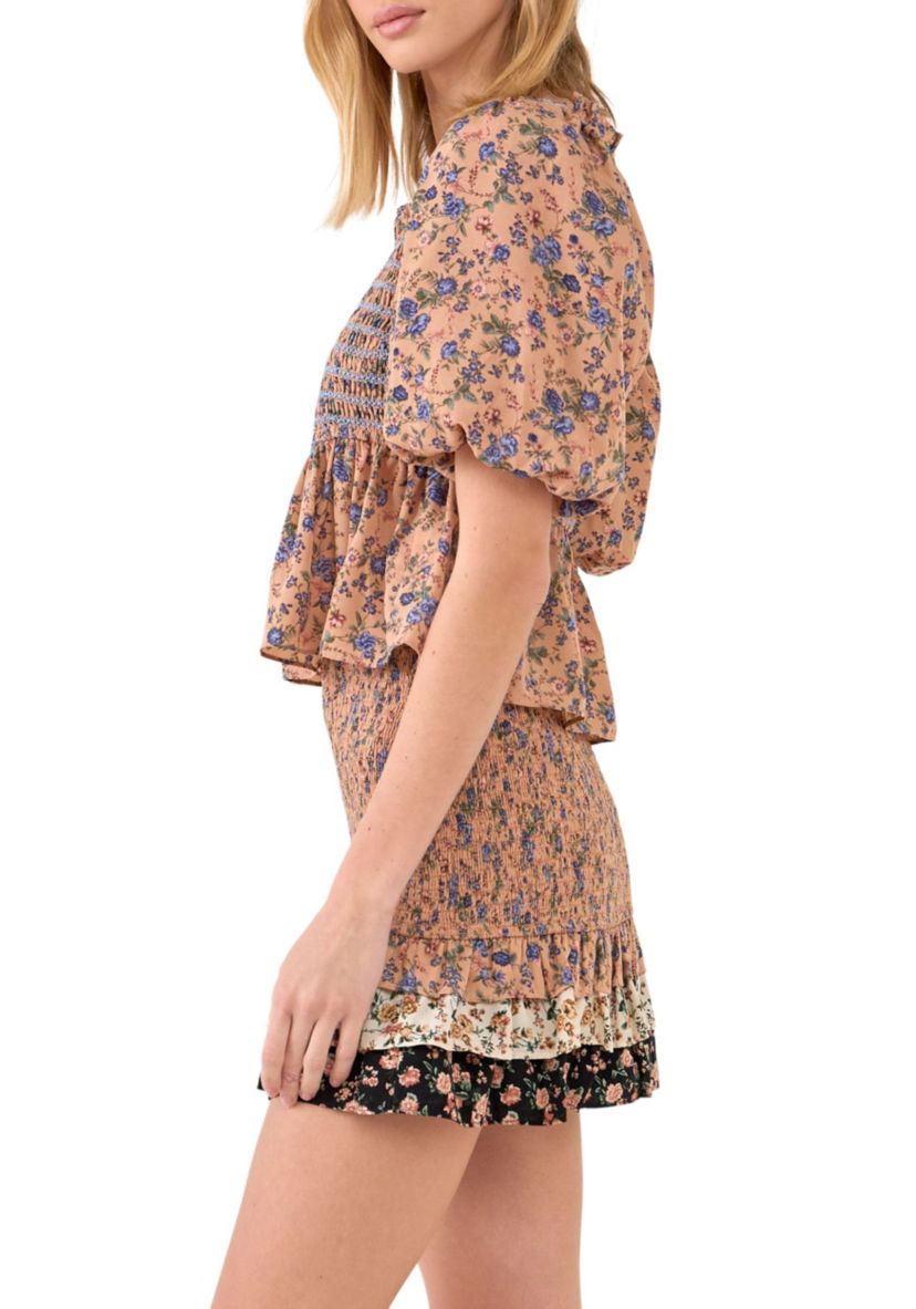 Floral Smocked Detail Top