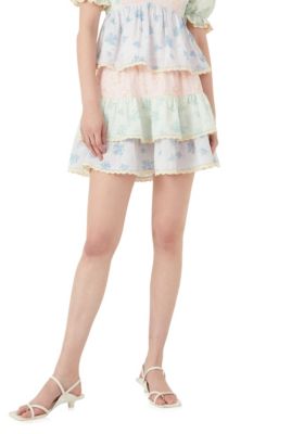 Free The Roses Women's Color Block Eyelet Trim Detail Mini Skirt -  180449311762135