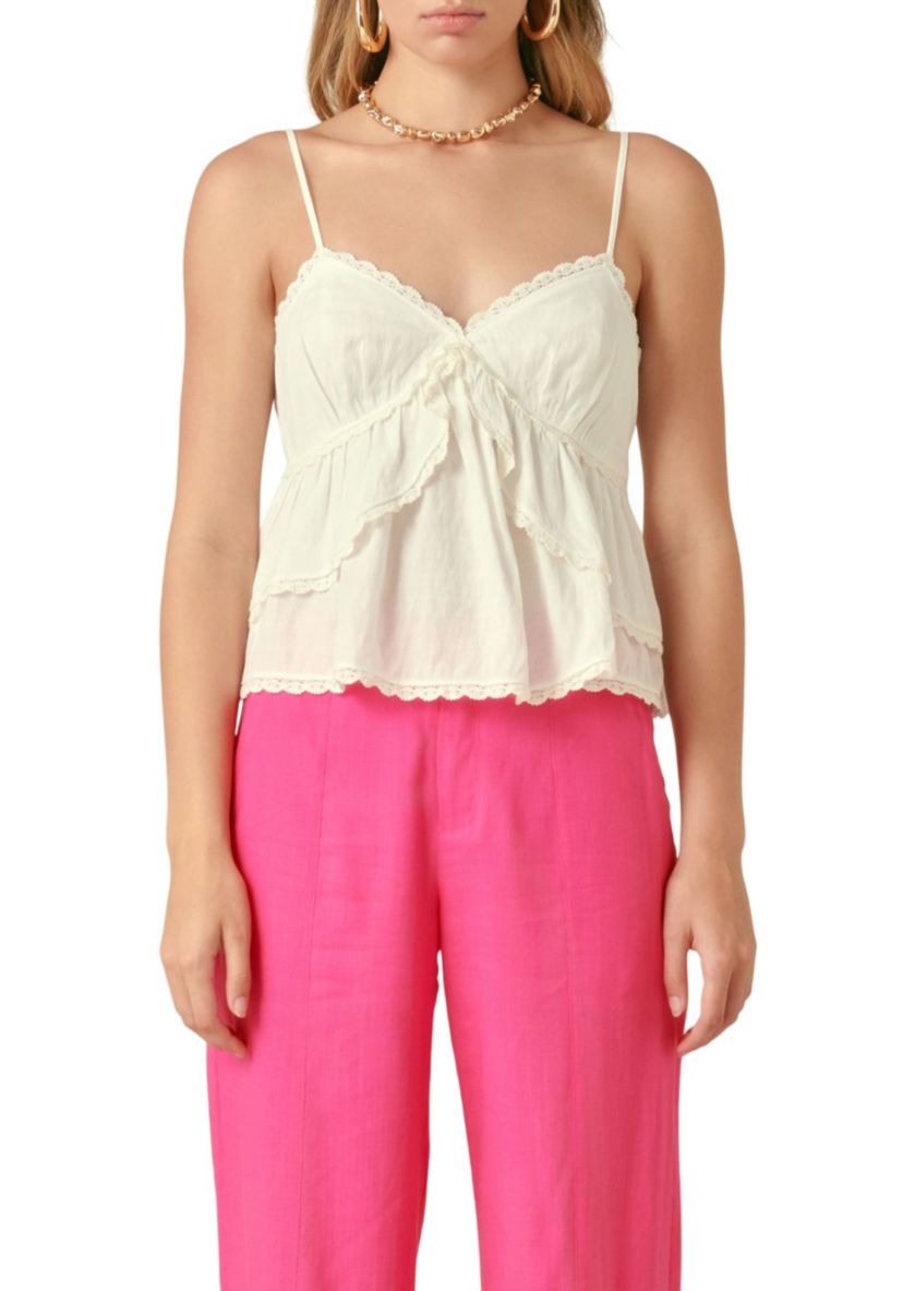 Lace Trimmed Waterfall Tiered Top
