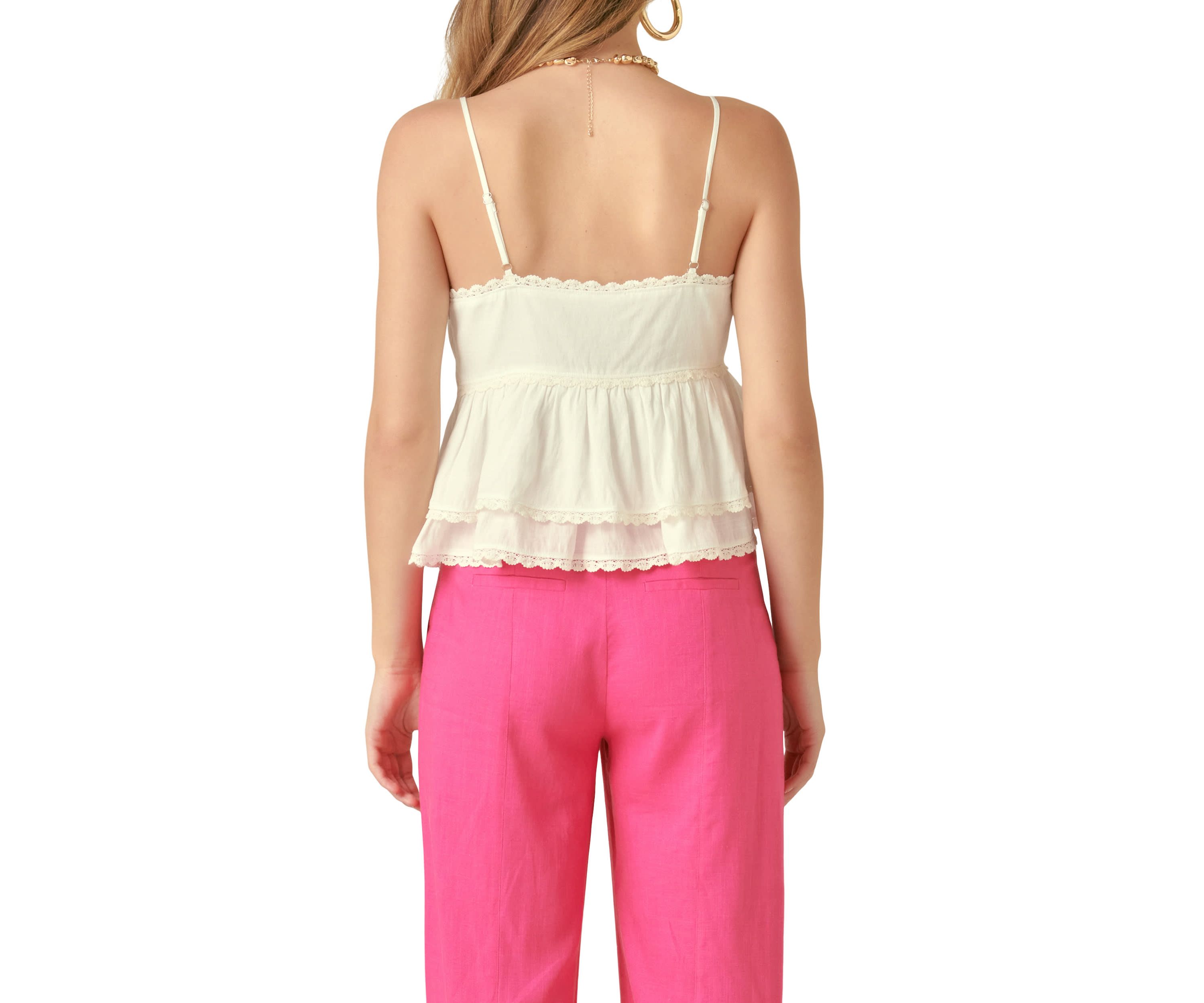 Lace Trimmed Waterfall Tiered Top