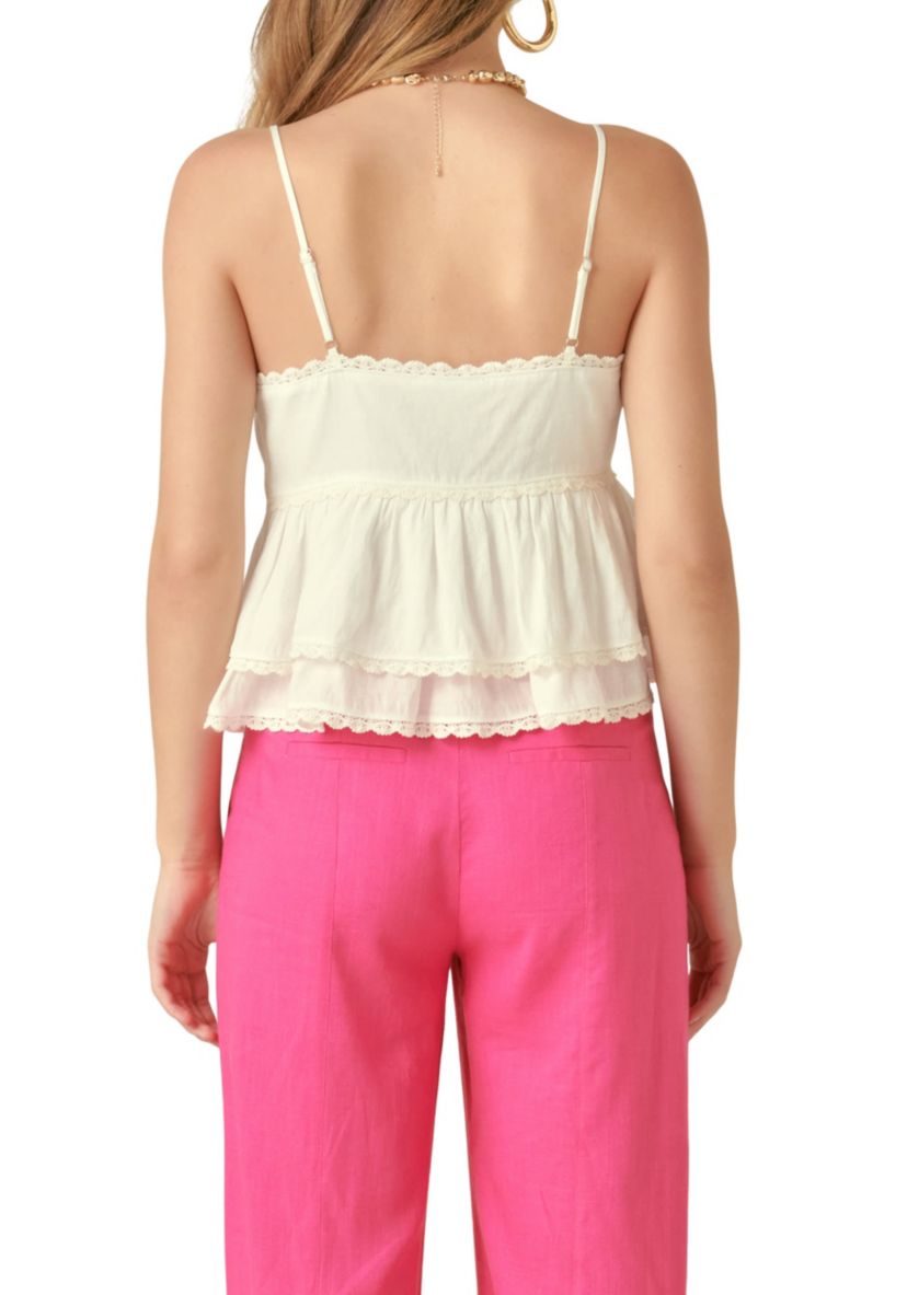 Lace Trimmed Waterfall Tiered Top
