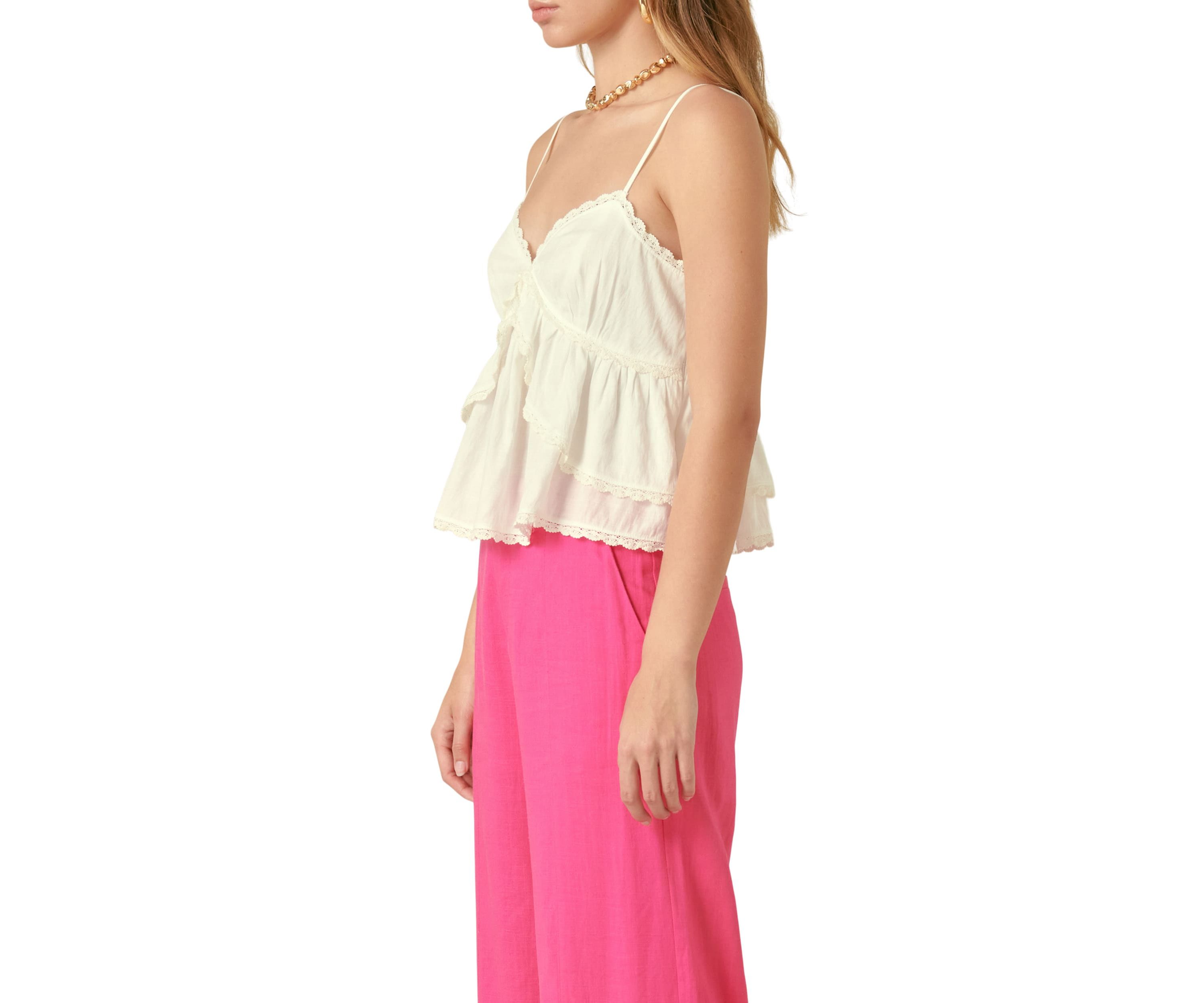 Lace Trimmed Waterfall Tiered Top