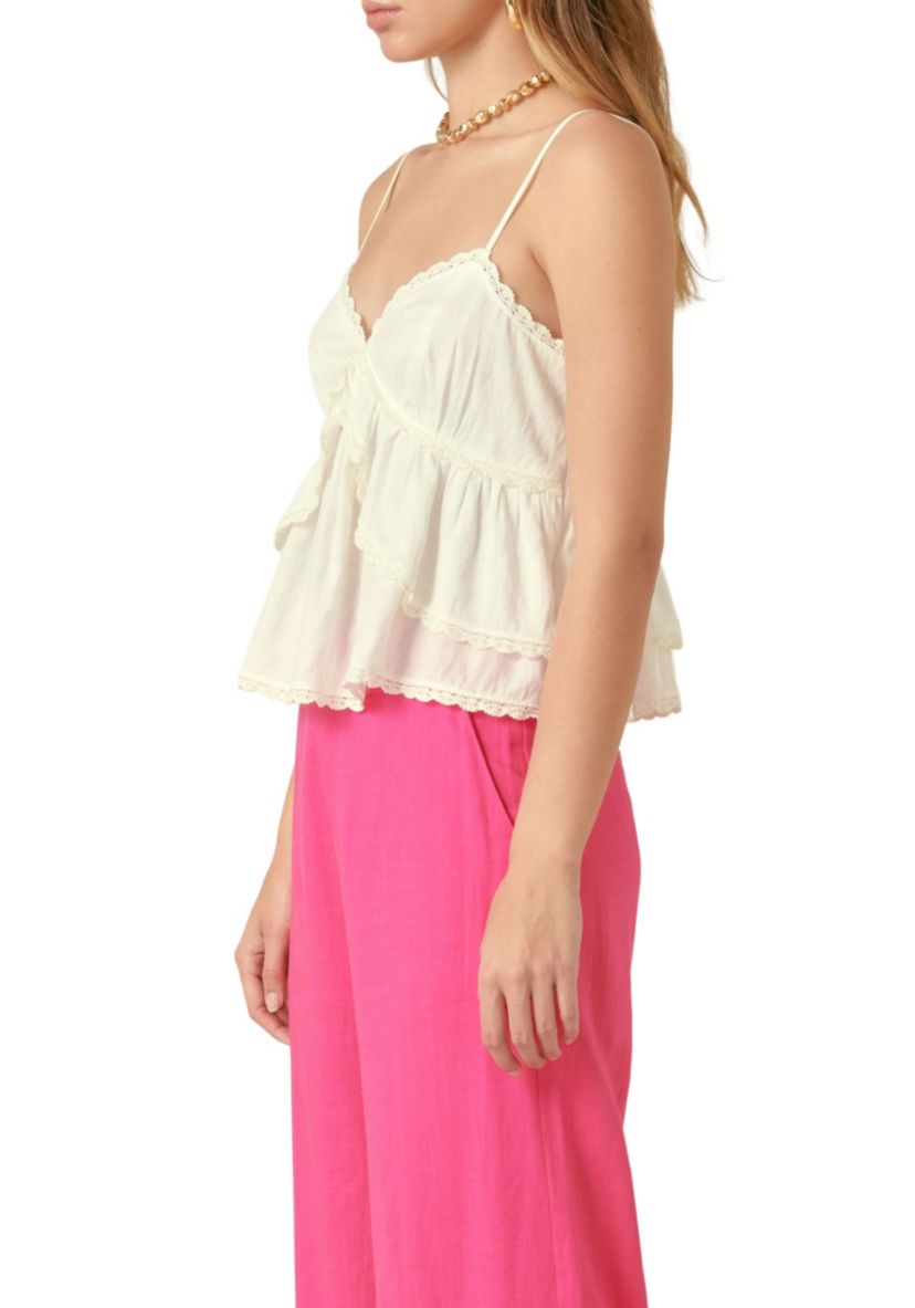 Lace Trimmed Waterfall Tiered Top
