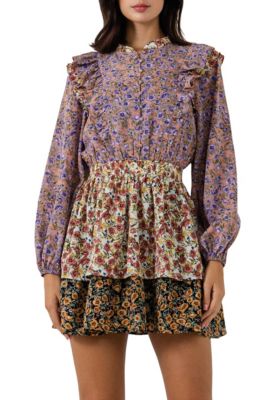 Free The Roses Women's Floral Multi Color Mini Dress